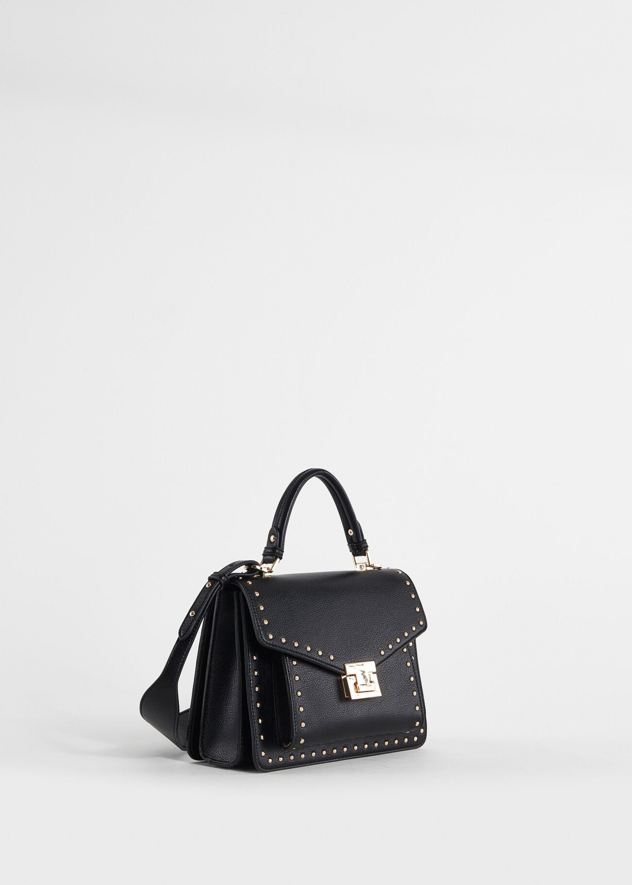 Black tophandle bag with studs
