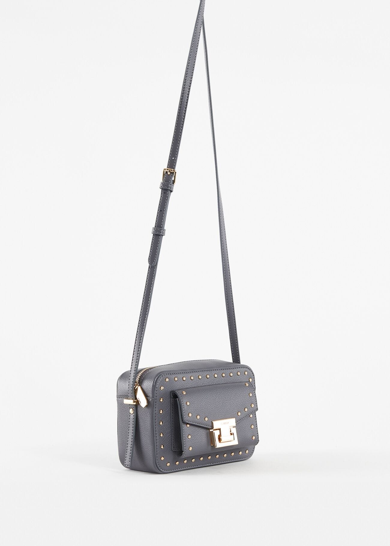 Grey crossbody bag with studs