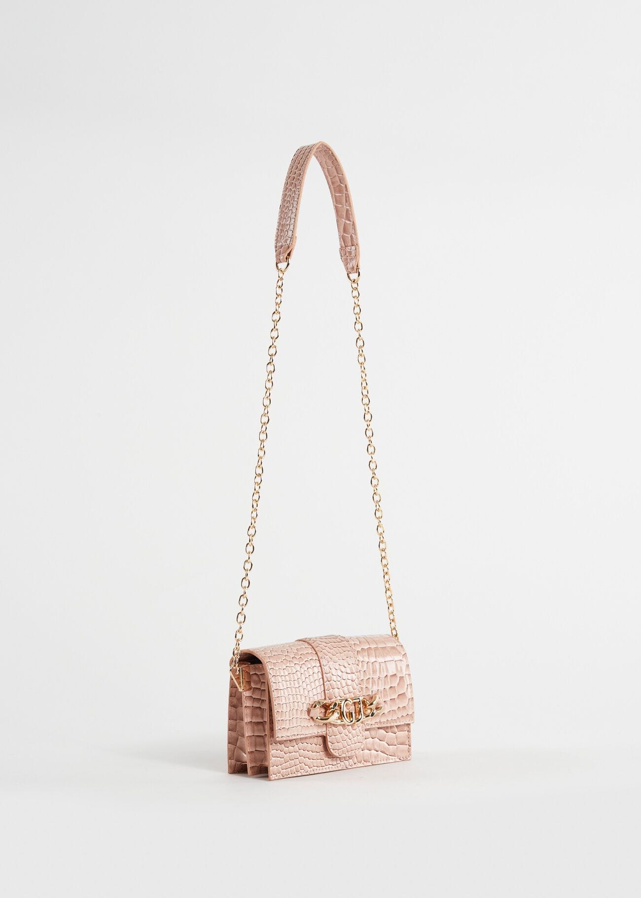 Borsa crossbody rosa con stampa