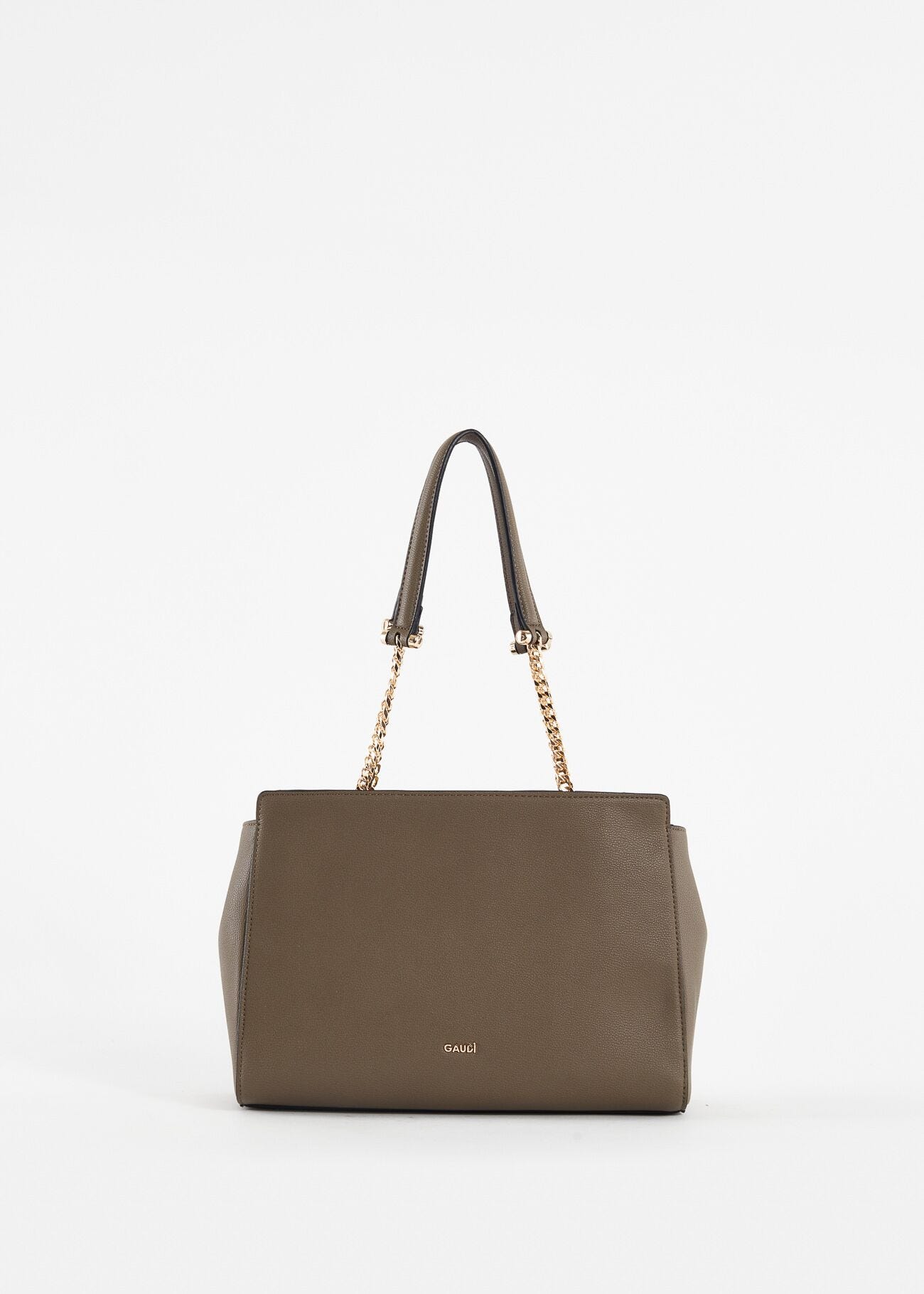 Brown, fauxleather shopper bag