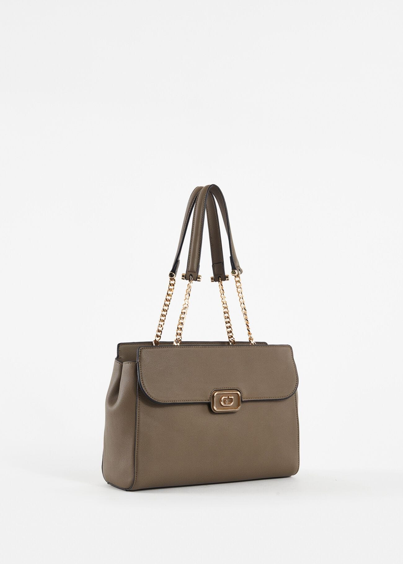 Brown, fauxleather shopper bag