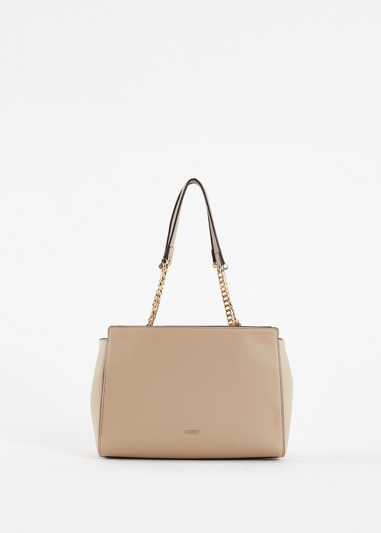 Beige fauxleather shopper bag