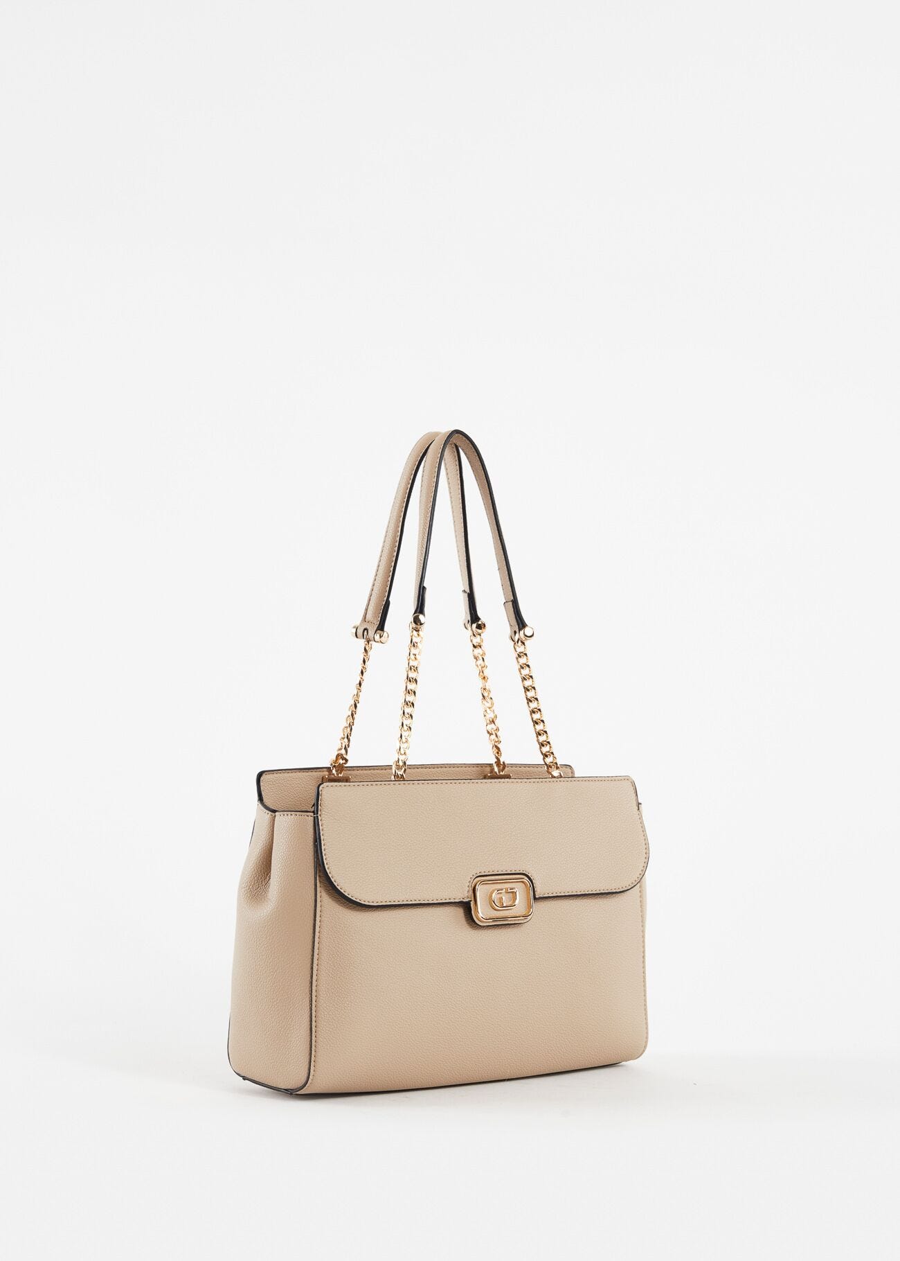 Beige fauxleather shopper bag