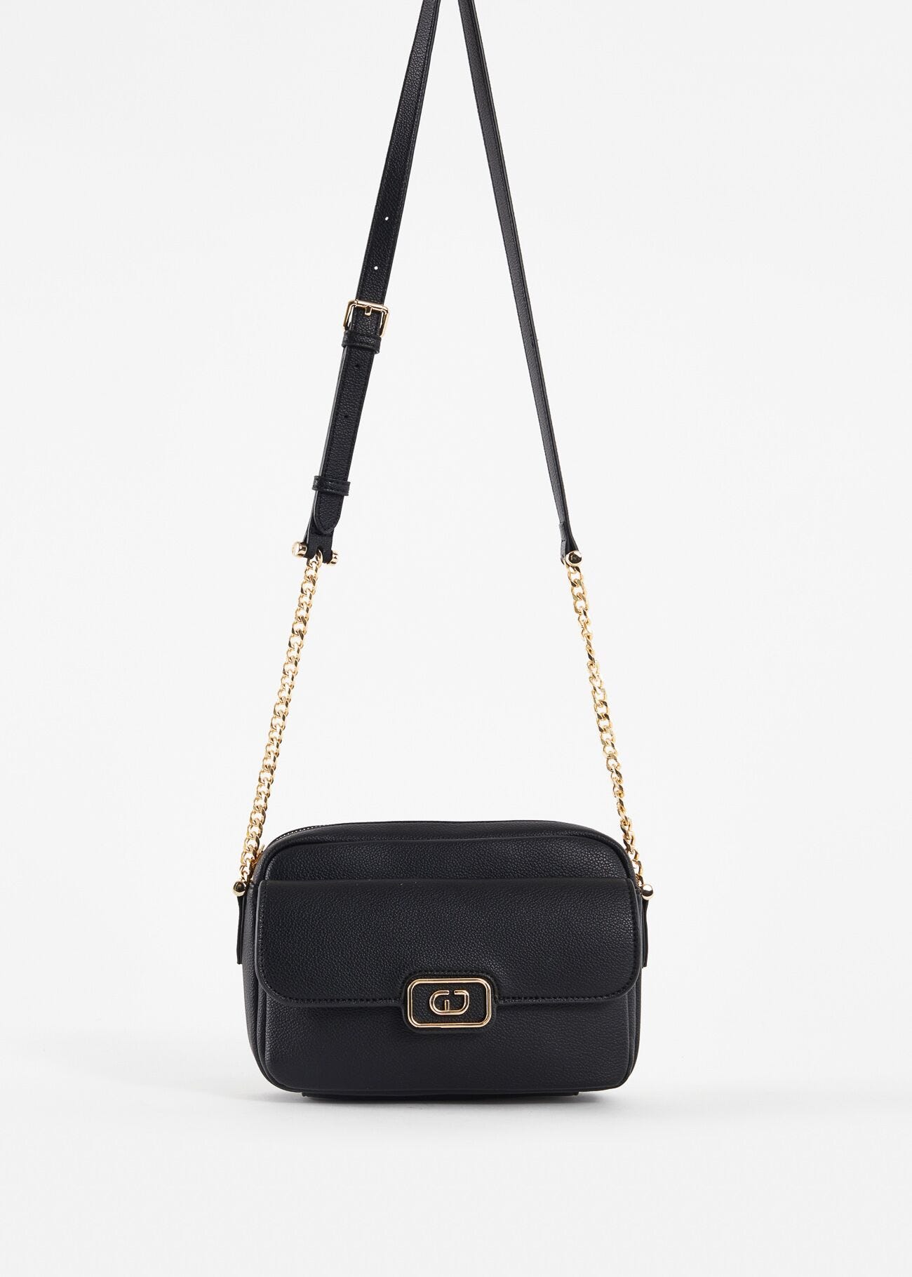 Black fauxleather crossbody bag