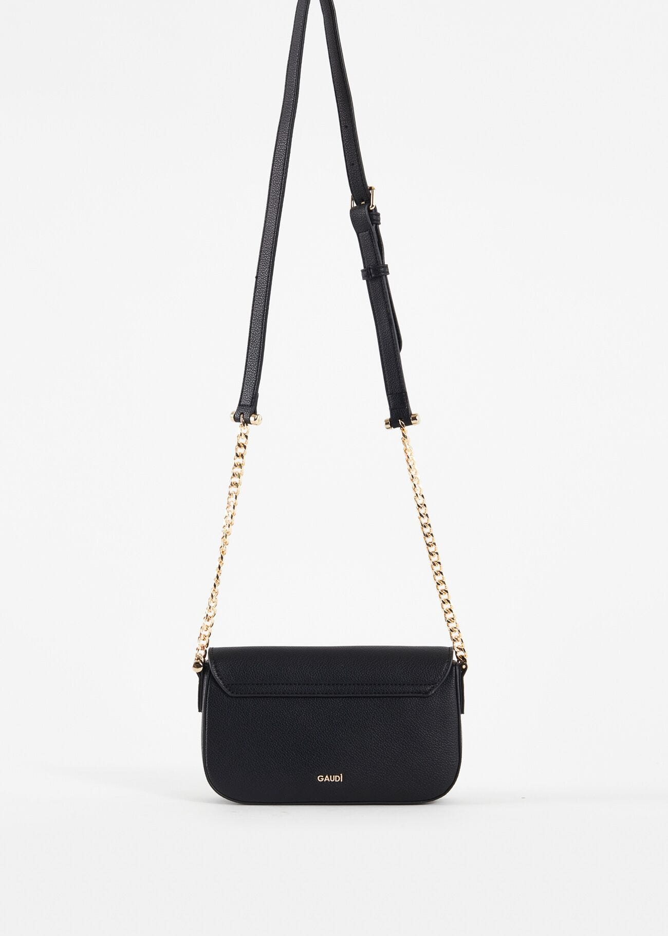 Black fauxleather crossbody bag