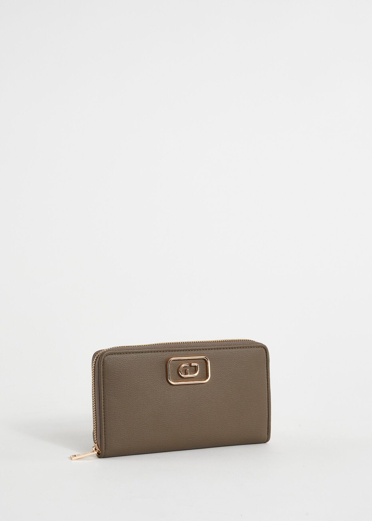 Portefeuille entièrement zippé marron