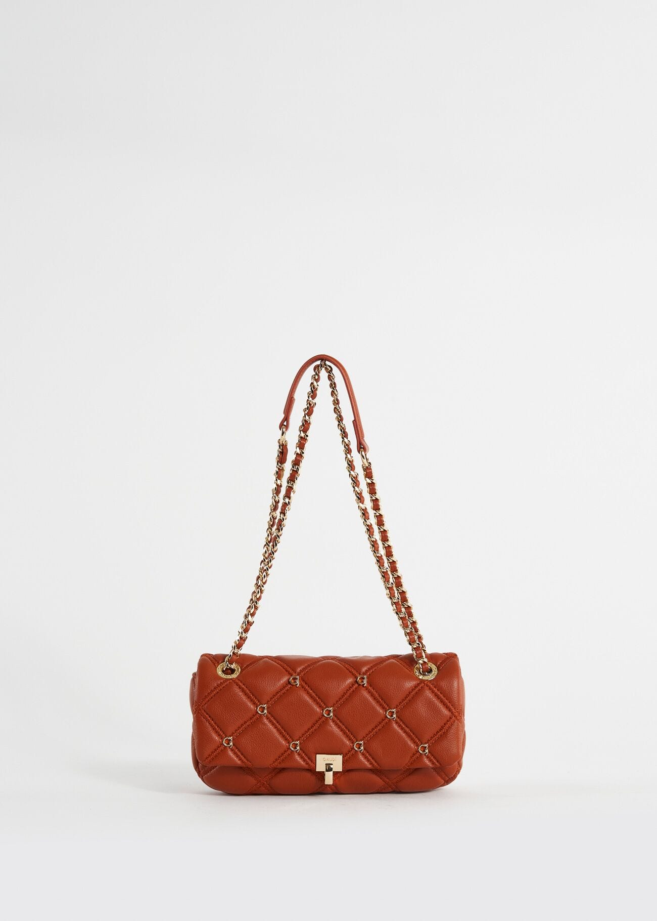 Orange quilted shoulder bag
