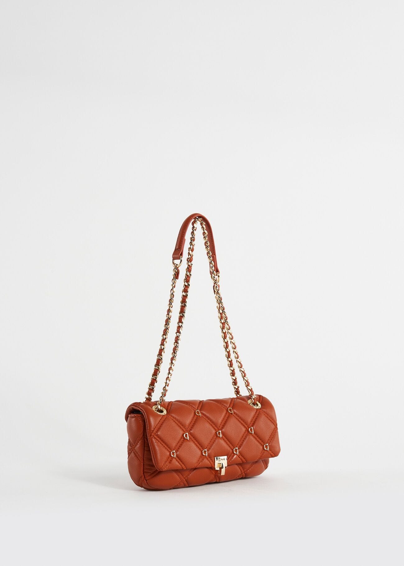 Orange quilted shoulder bag