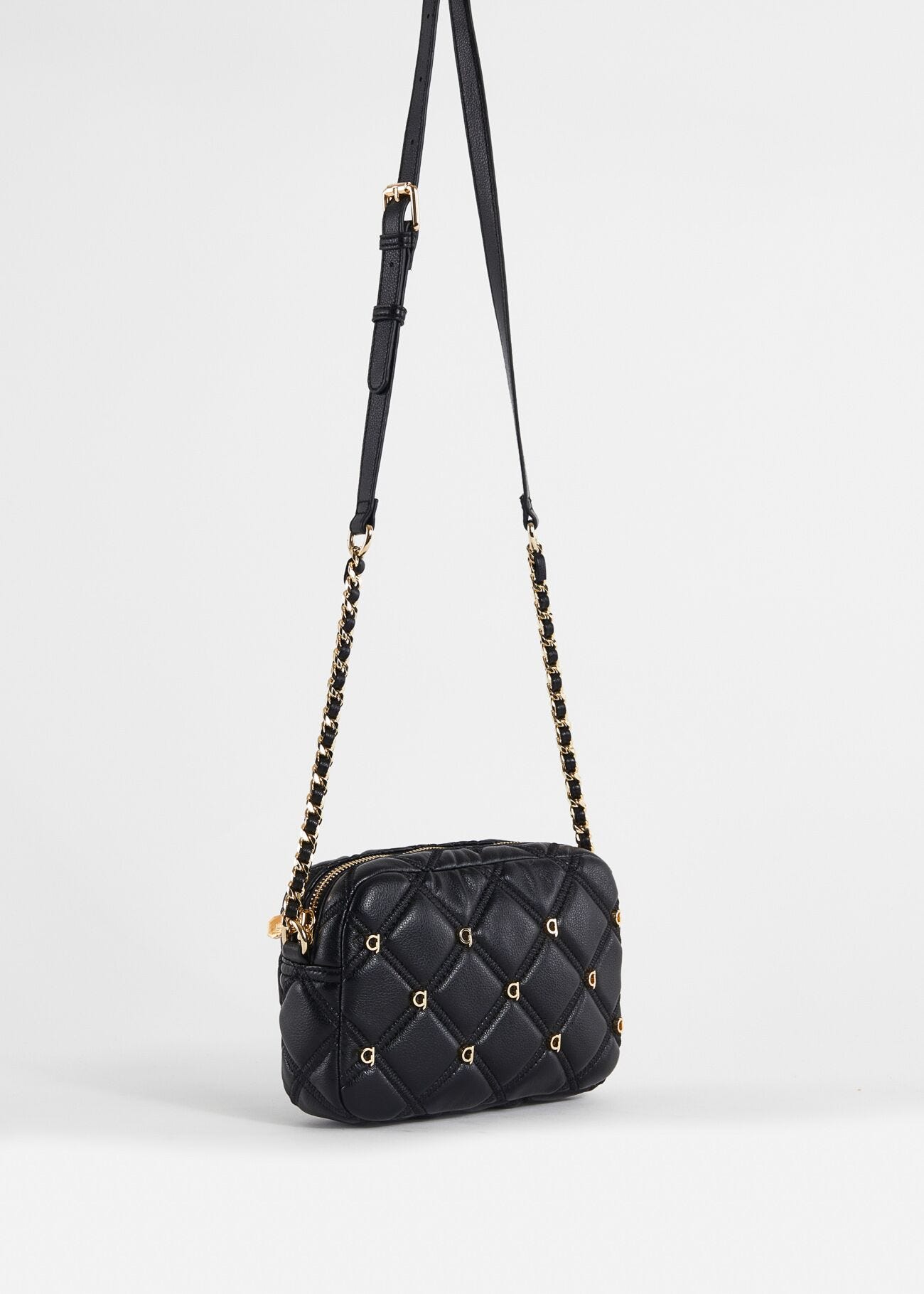 Bolso cruzado negro acolchado