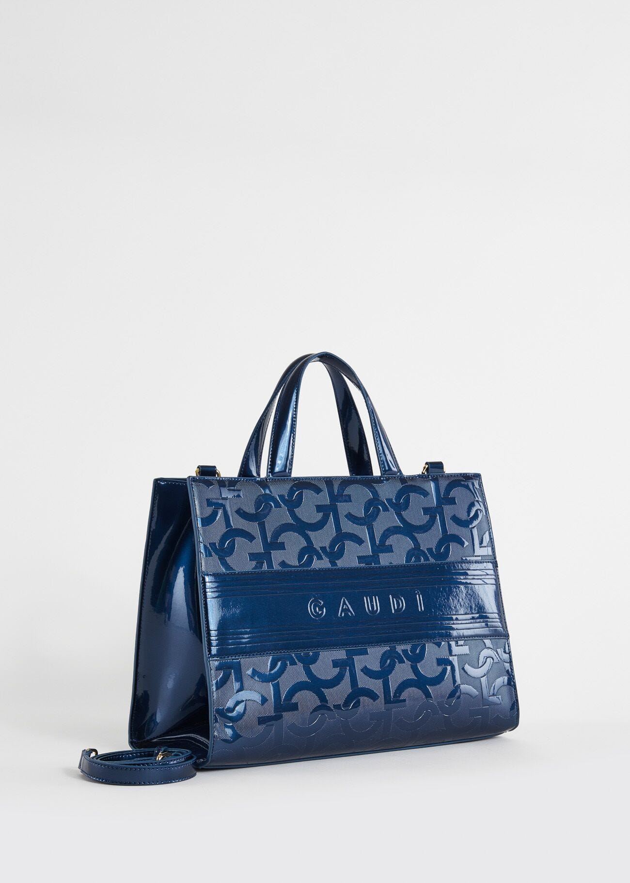 Shopping bag blu con logo