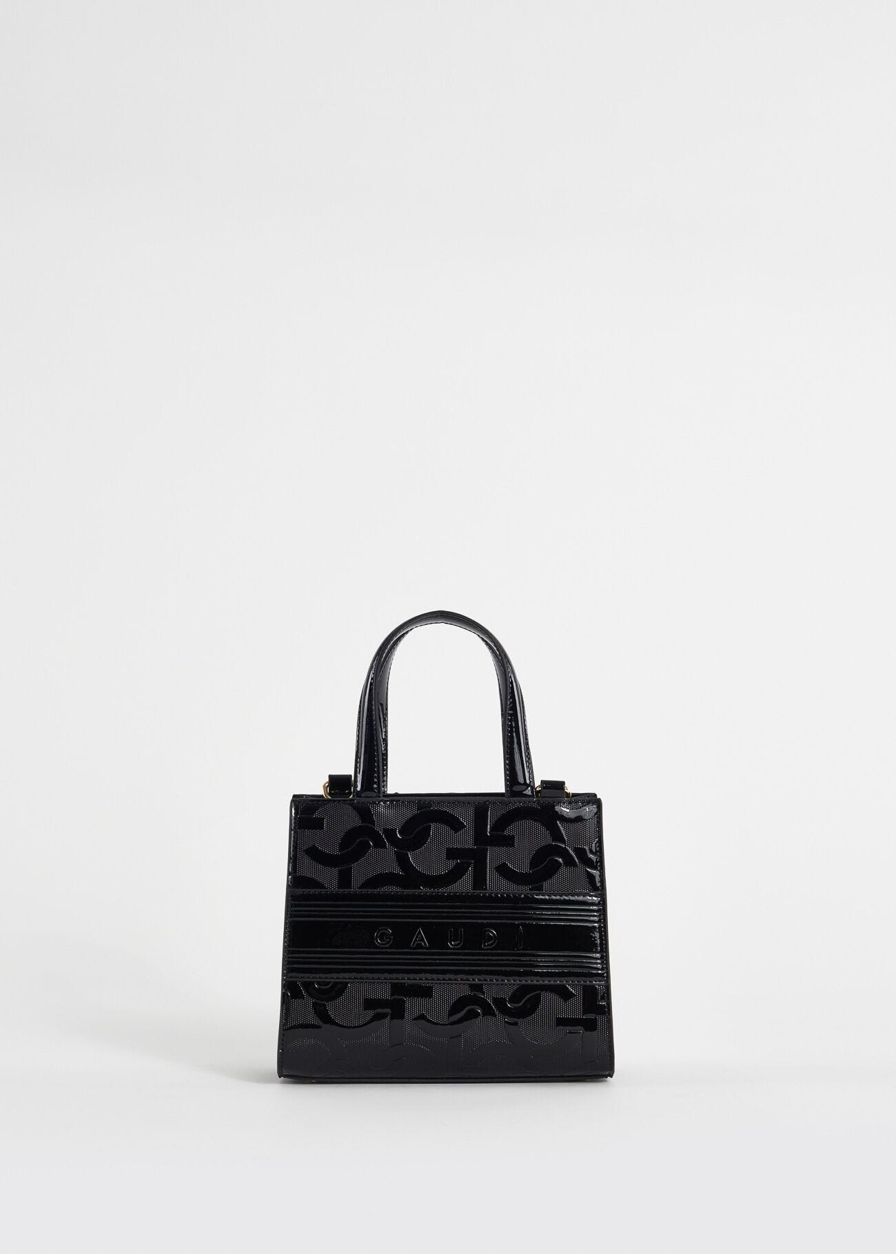 Black mini shopper bag with logo