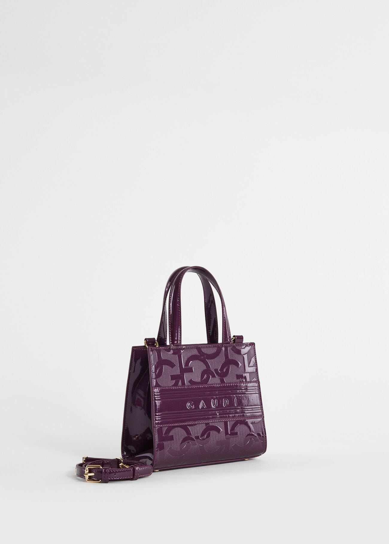 Purple, mini shopper bag with logo
