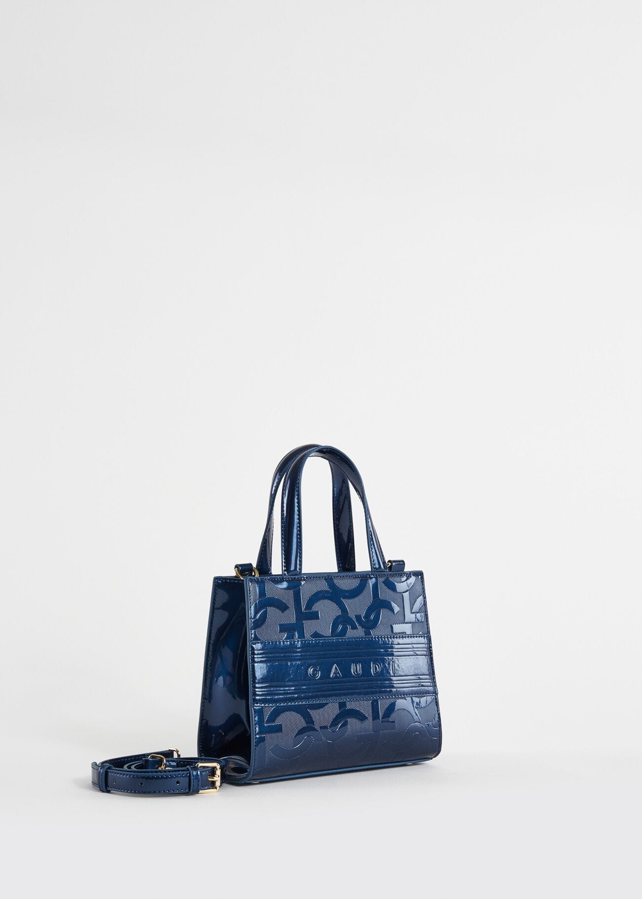 Blue, mini shopper bag with logo
