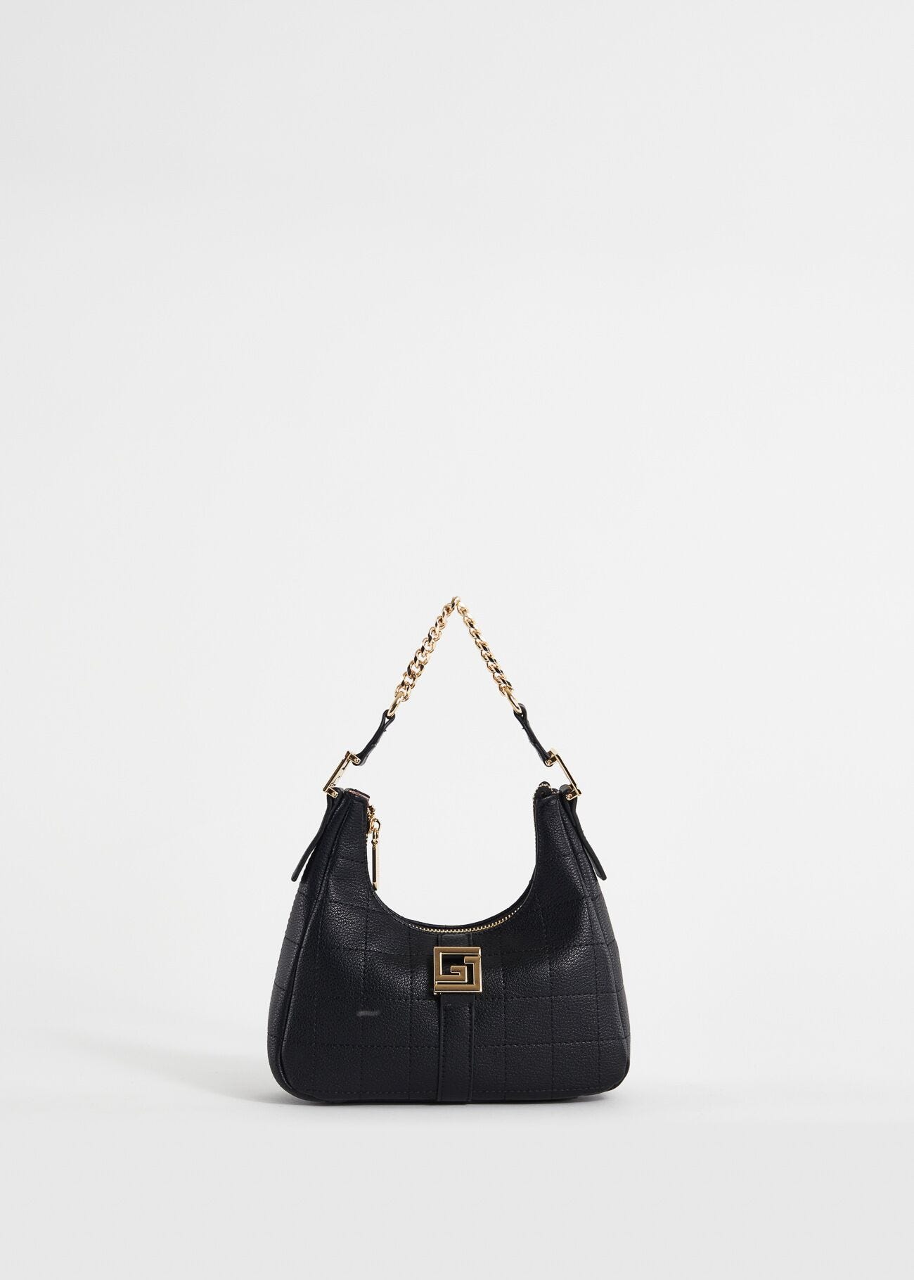 Black quilted mini hobo bag