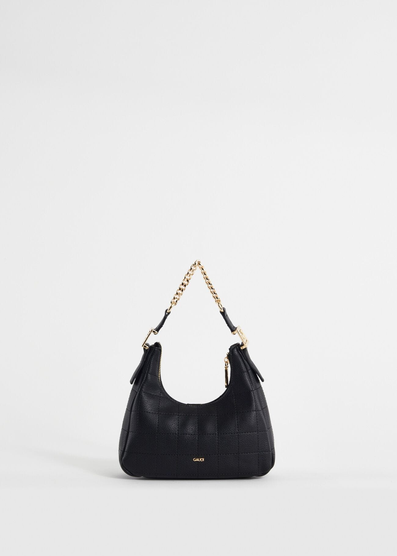 Black quilted mini hobo bag