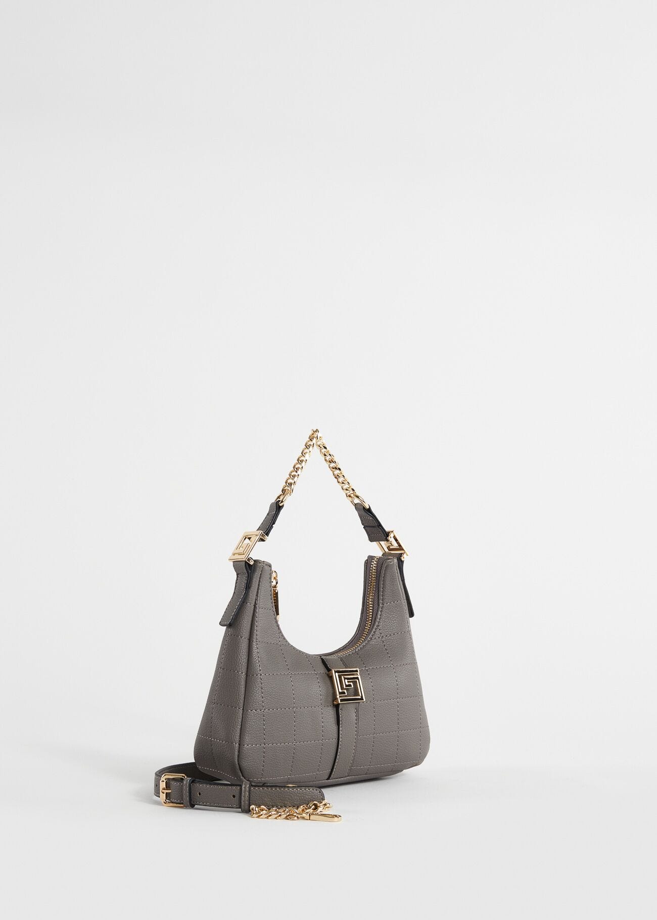 Mini borsa hobo grigia trapuntata