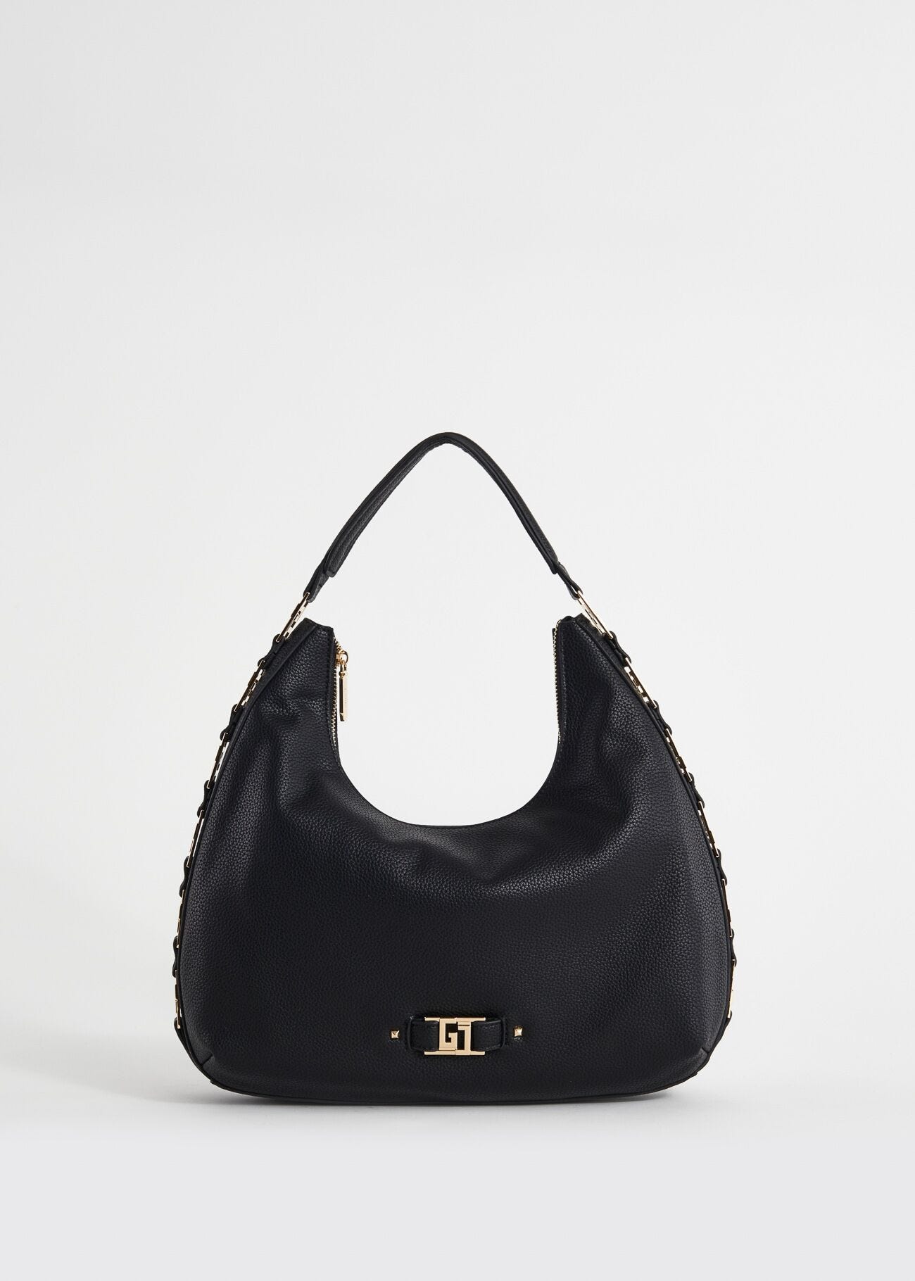 Black fauxleather shoulder bag