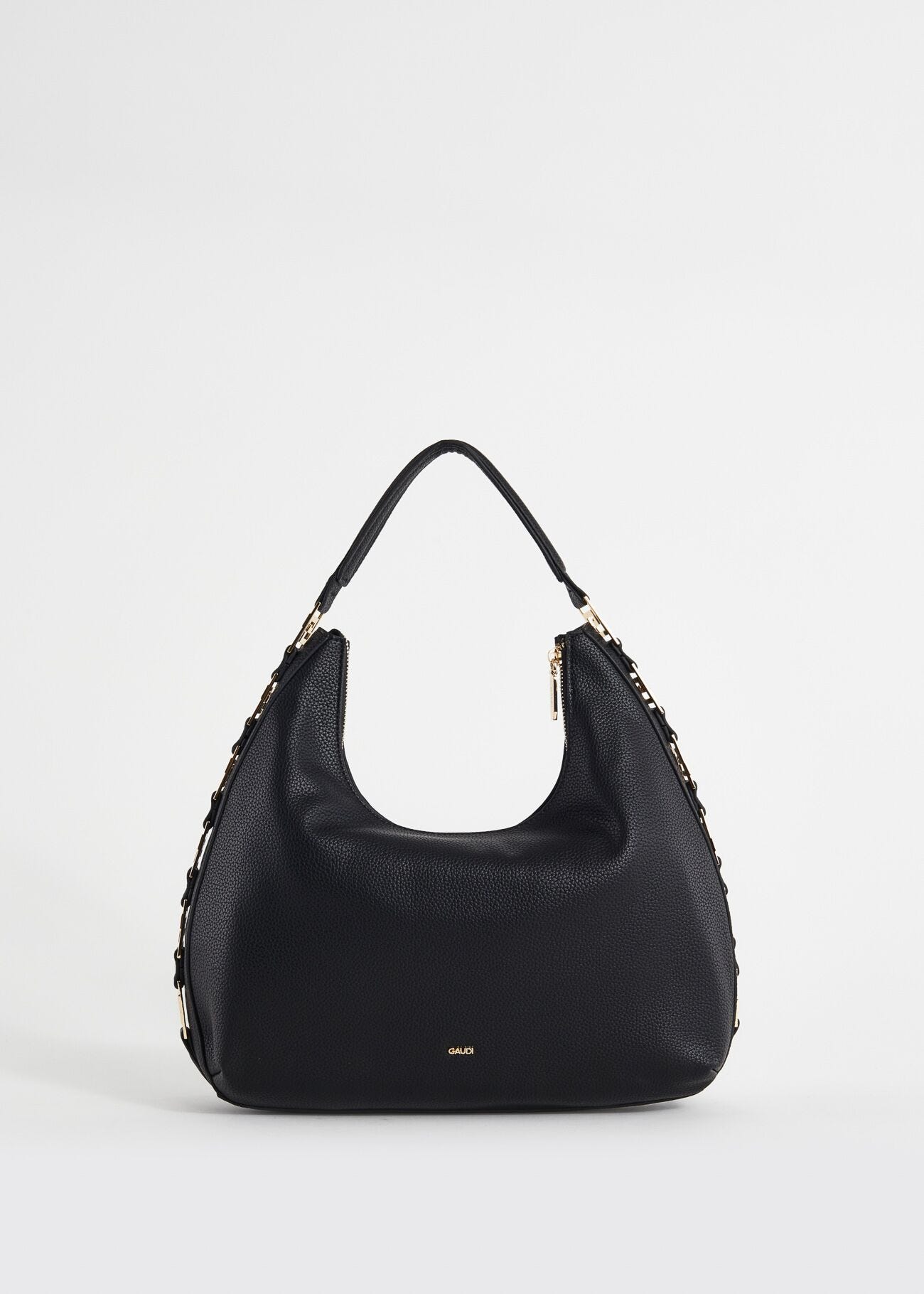 Black fauxleather shoulder bag
