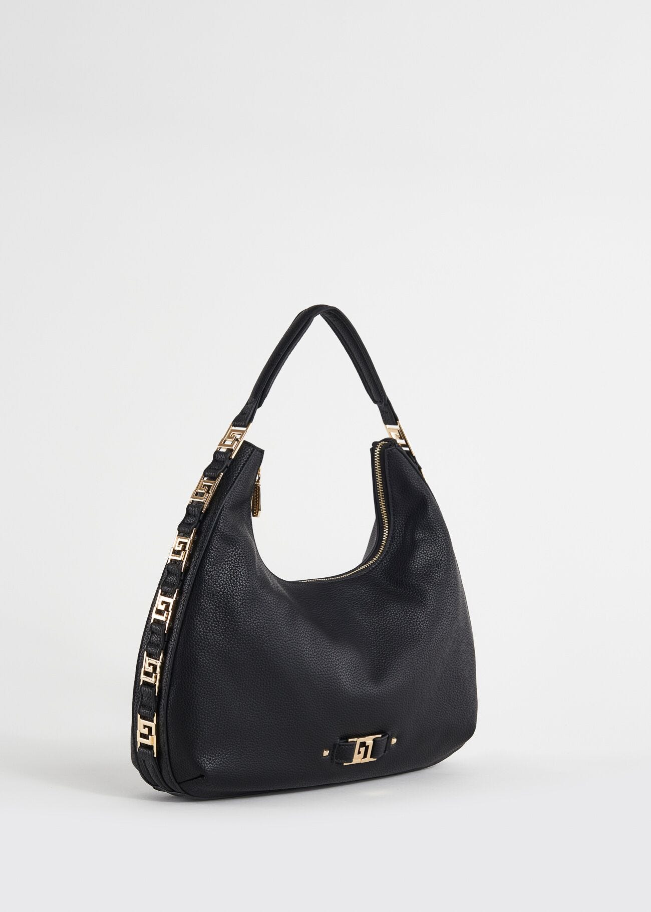 Black fauxleather shoulder bag