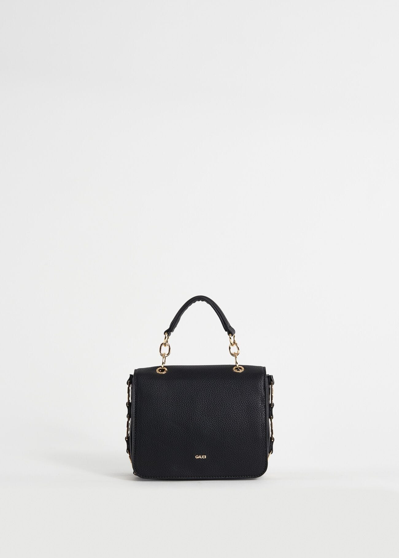 Black handbag with shoulder strap