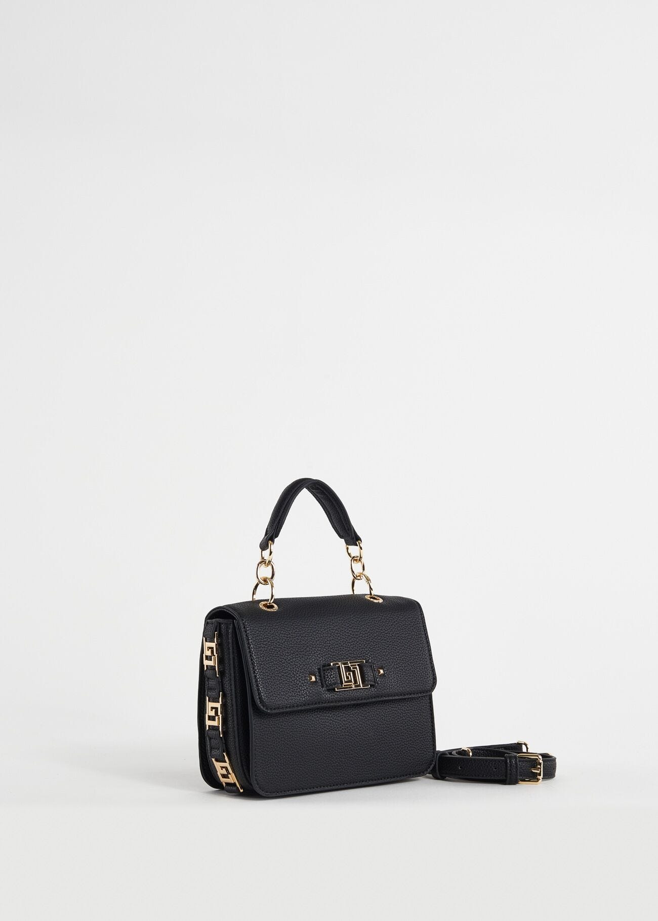 Black handbag with shoulder strap