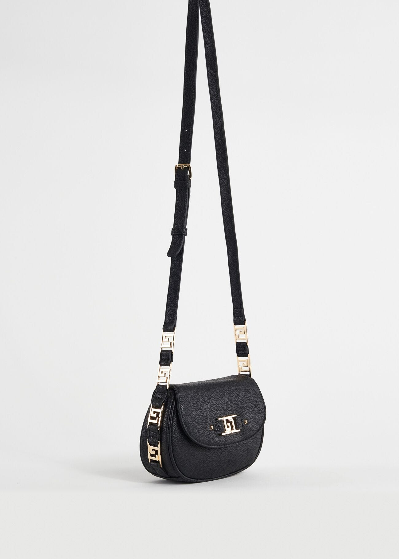 Sac porté croisé en similicuir noir