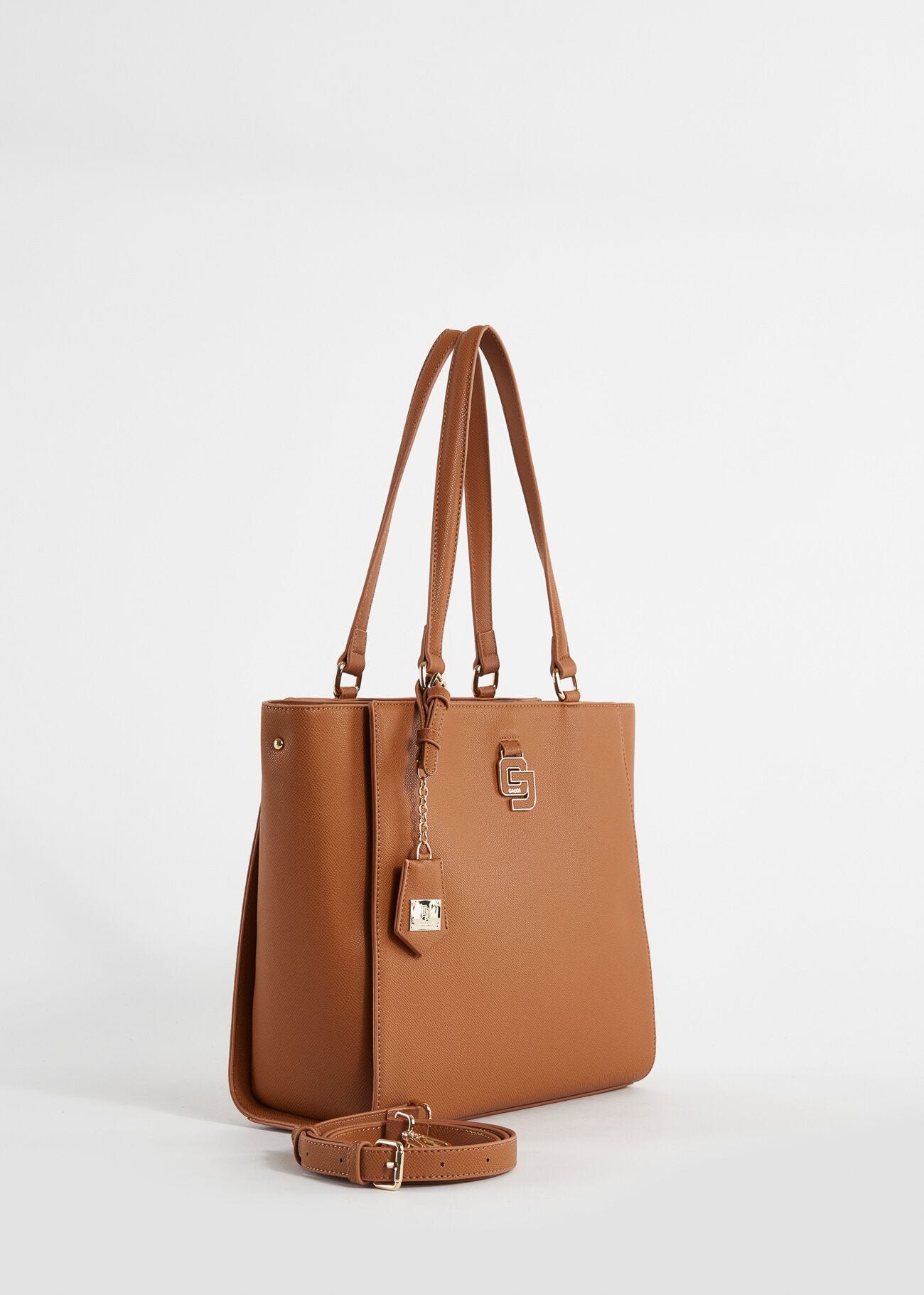 Brown shopper bag with shoulder strap