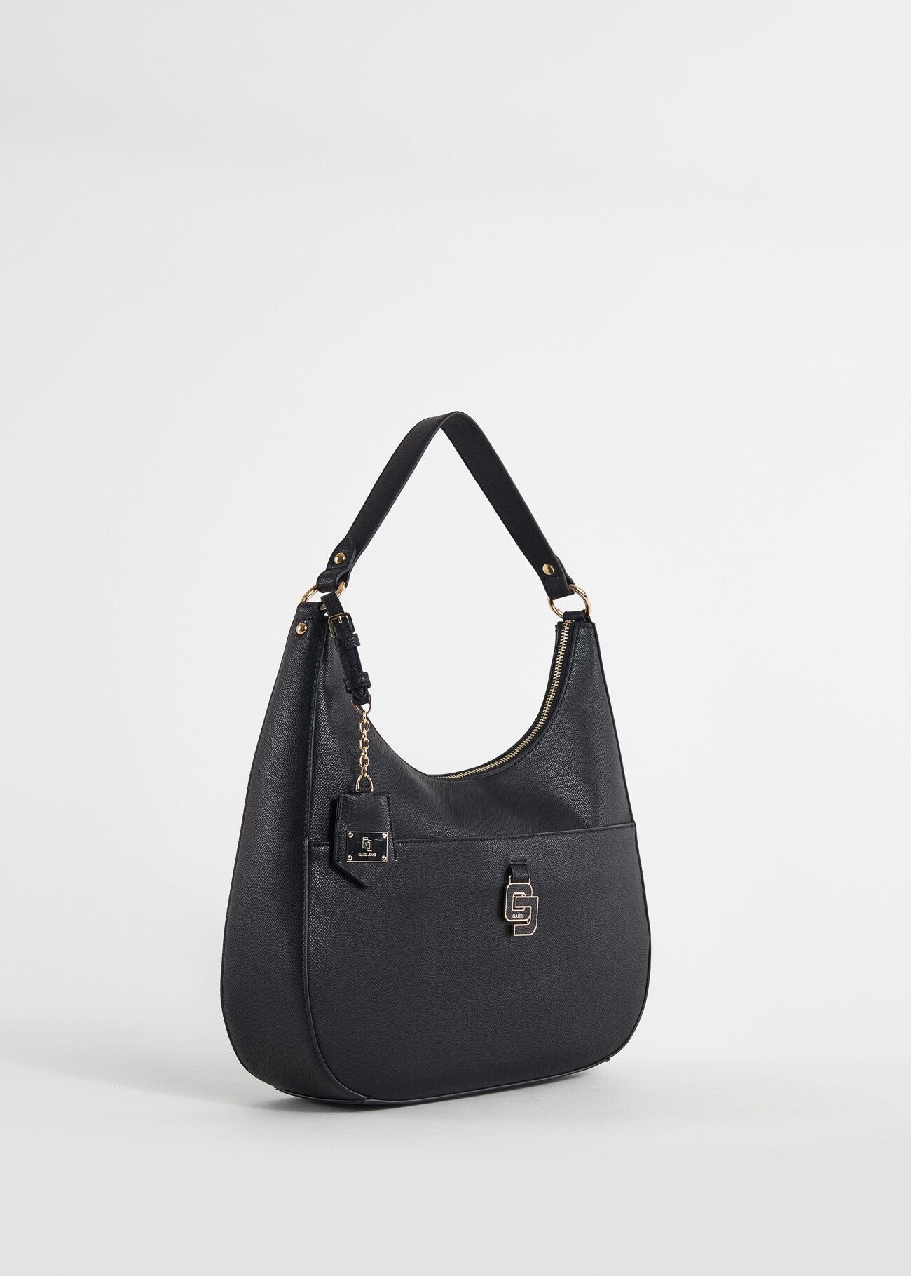 Black fauxleather hobo bag