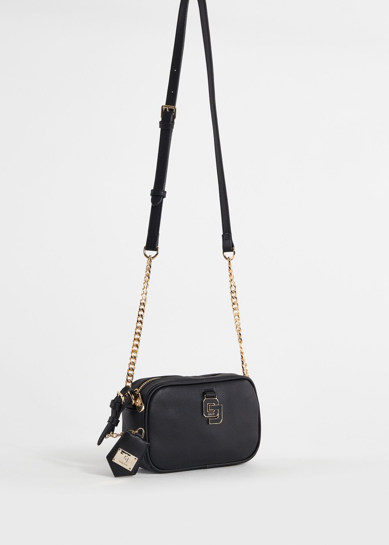 Black crossbody bag with charm