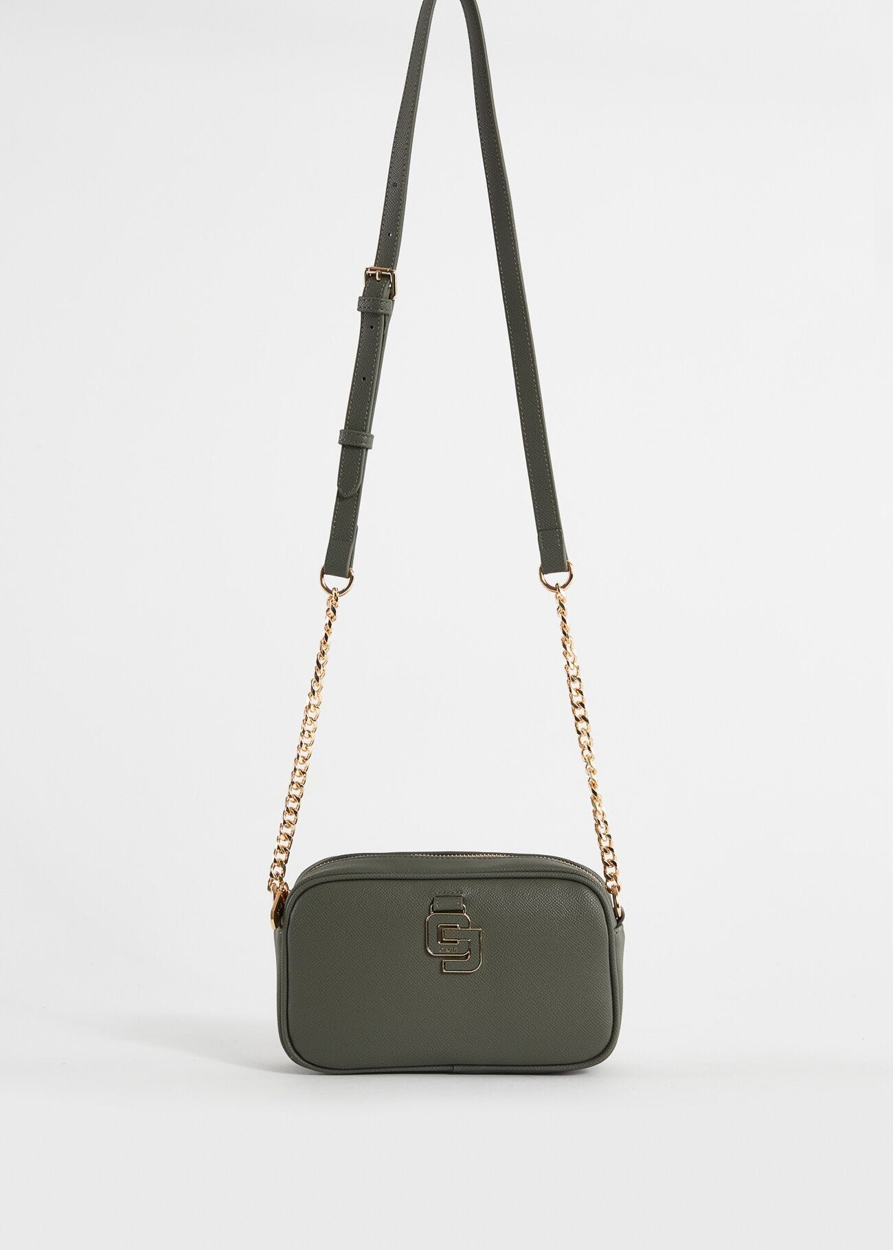 Green crossbody bag with charm