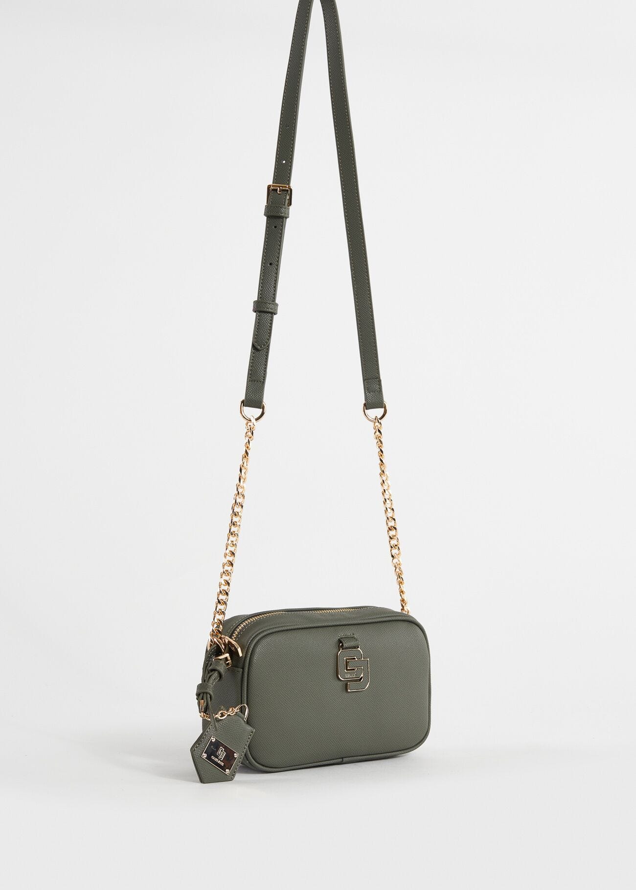 Green crossbody bag with charm
