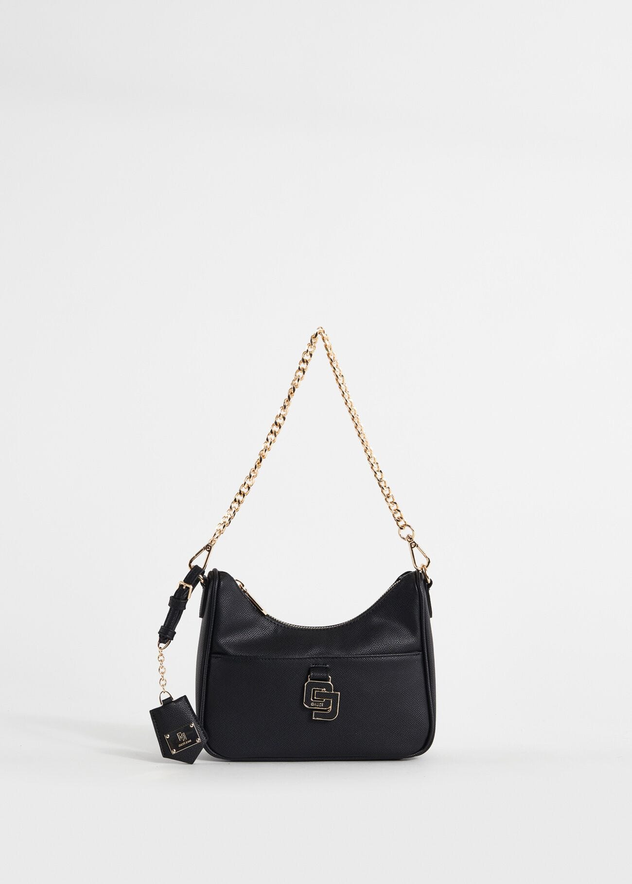 Black mini hobo bag with charm