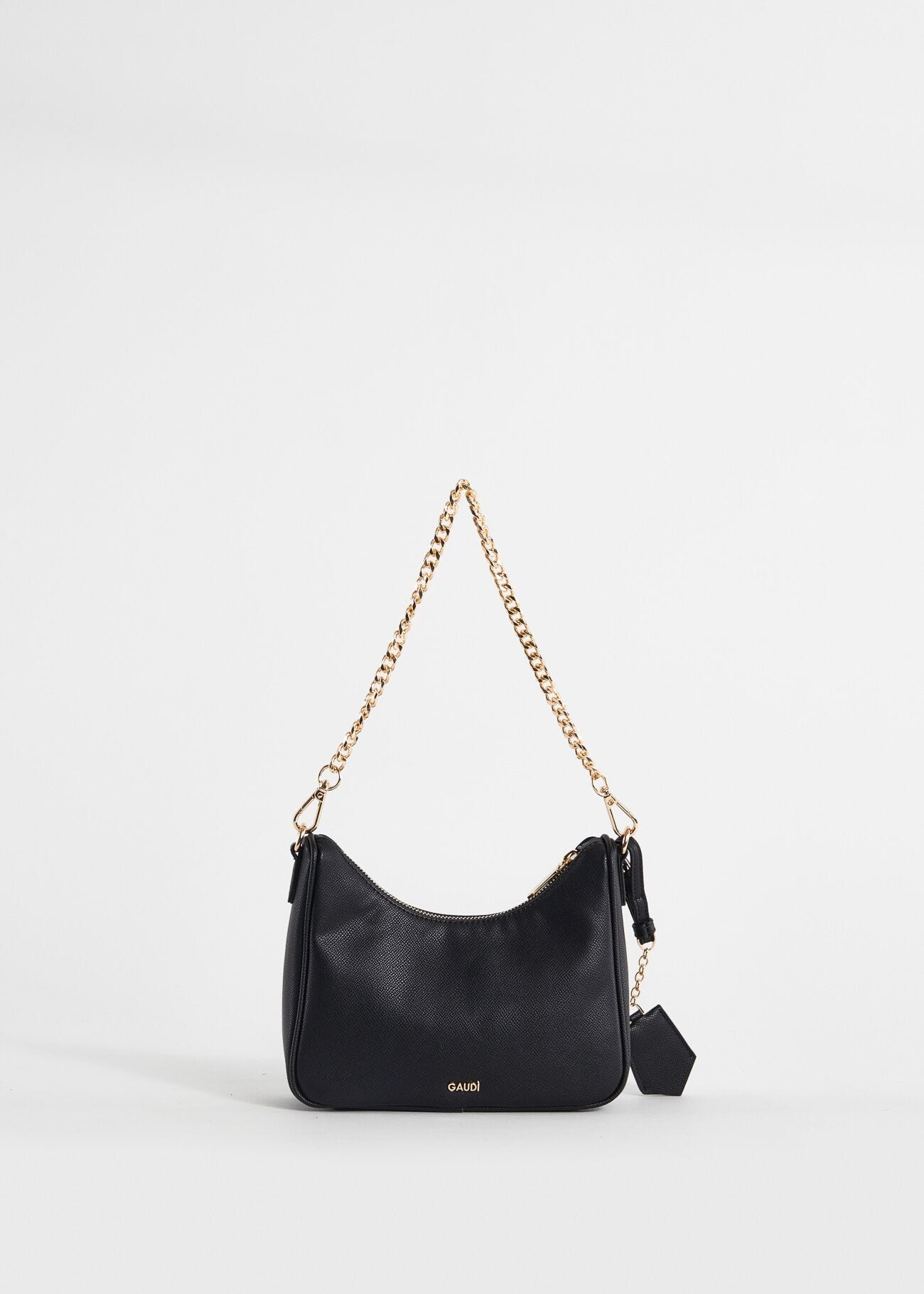 Black mini hobo bag with charm