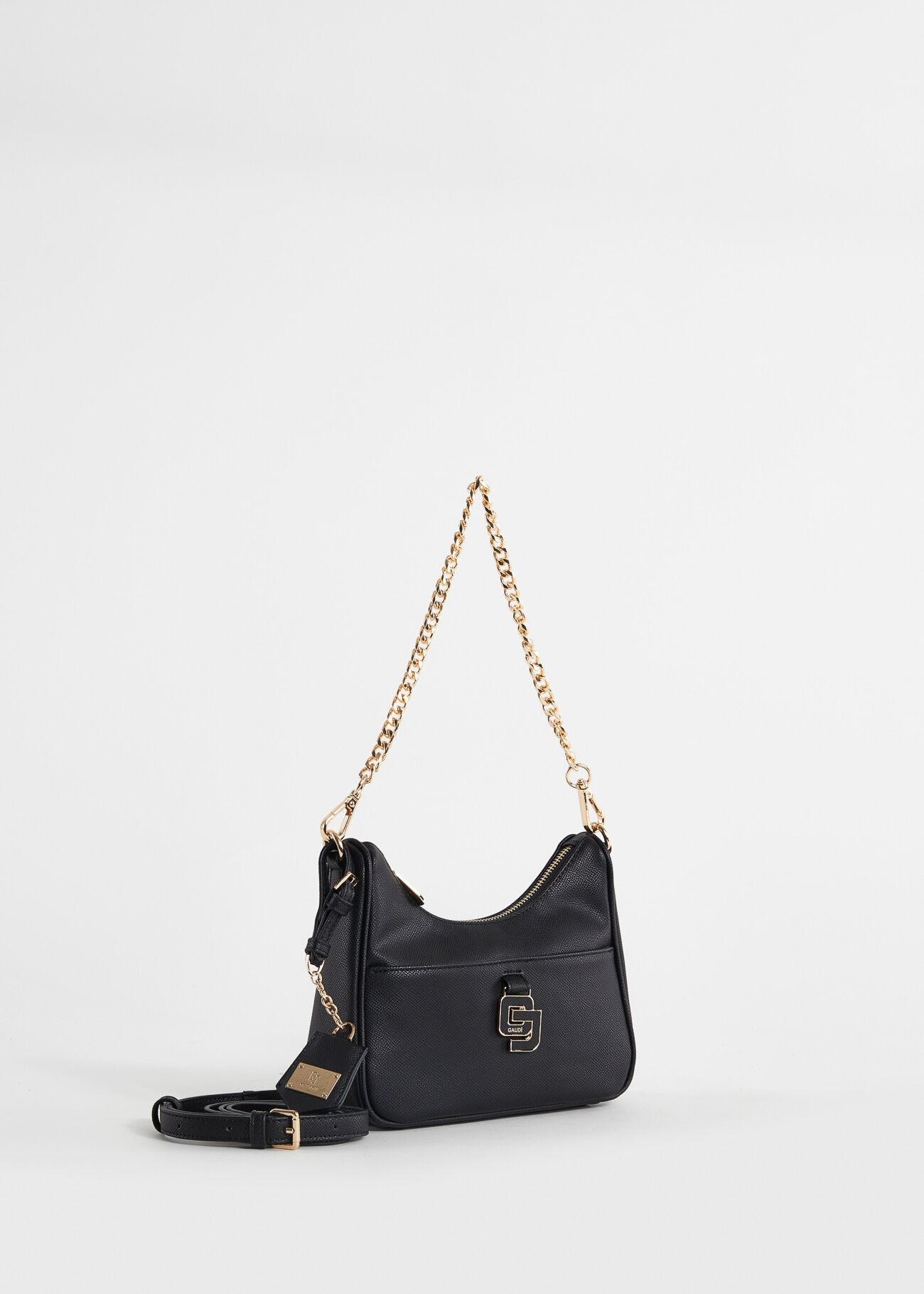 Black mini hobo bag with charm