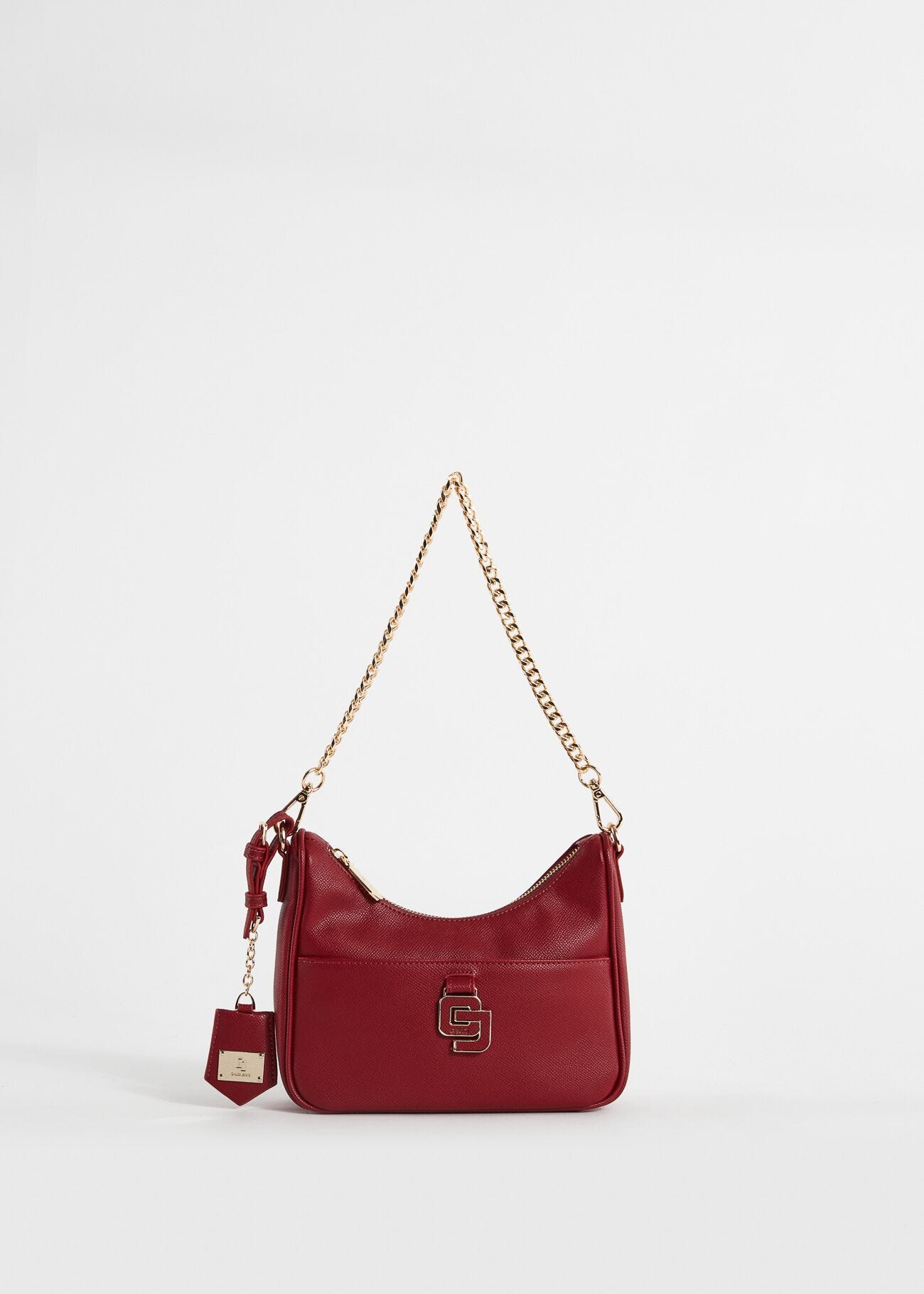 Red, mini hobo bag with charm