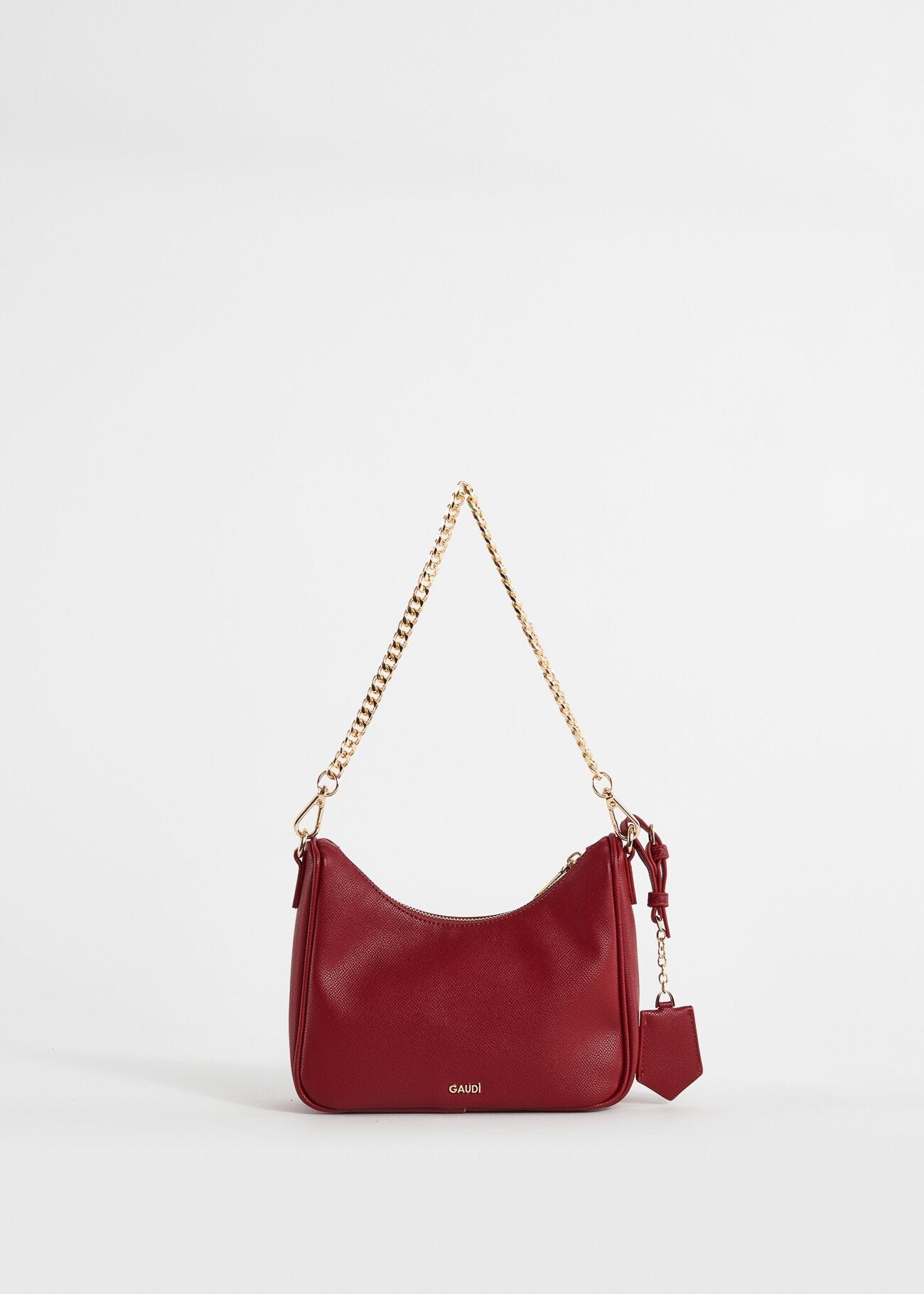 Red, mini hobo bag with charm