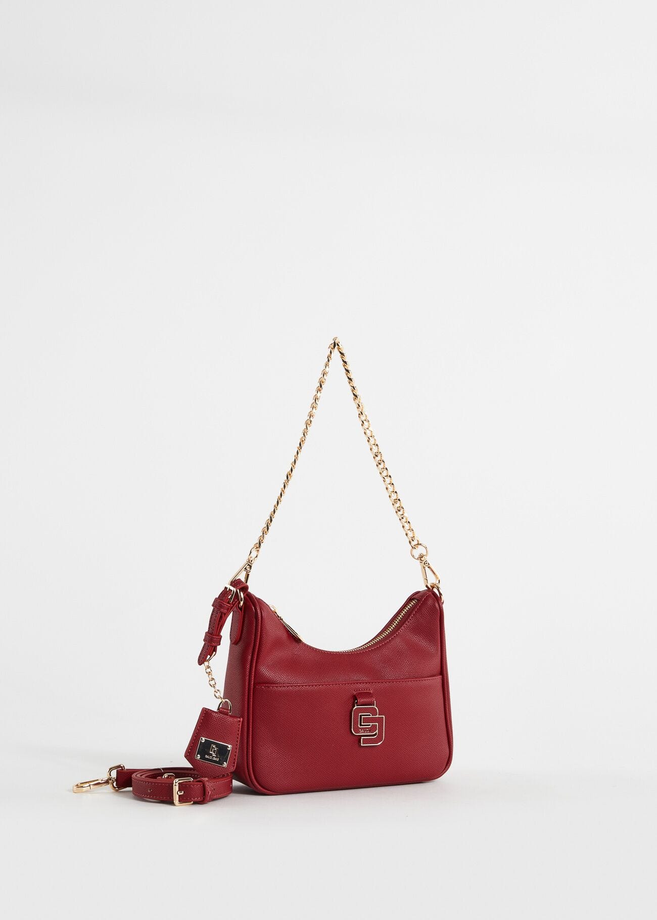 Red, mini hobo bag with charm