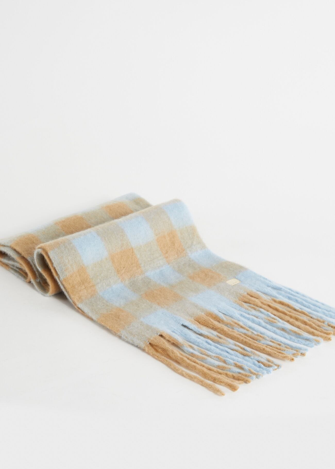 Sciarpa check azzurra e beige