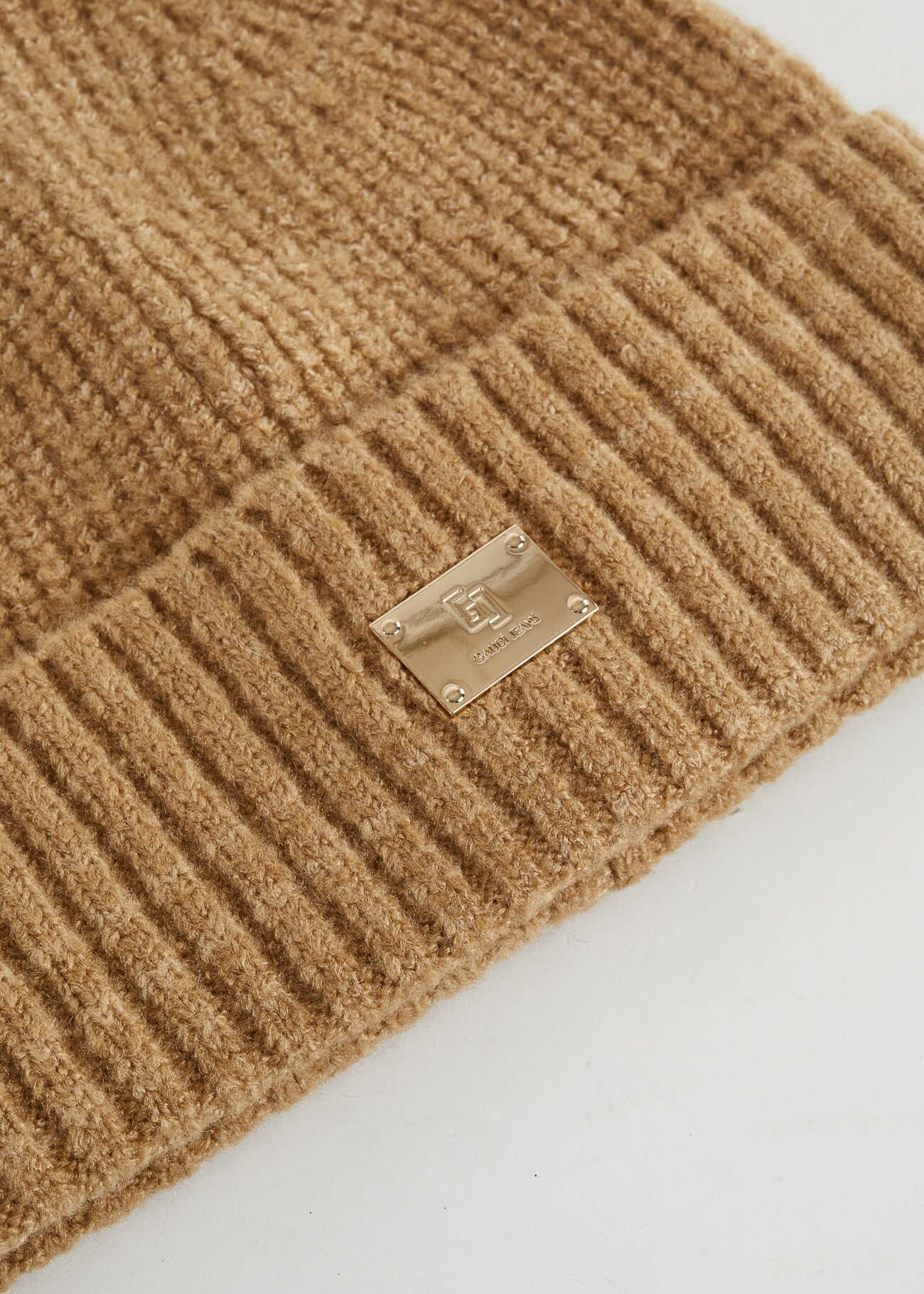 Berretto beanie beige in maglia