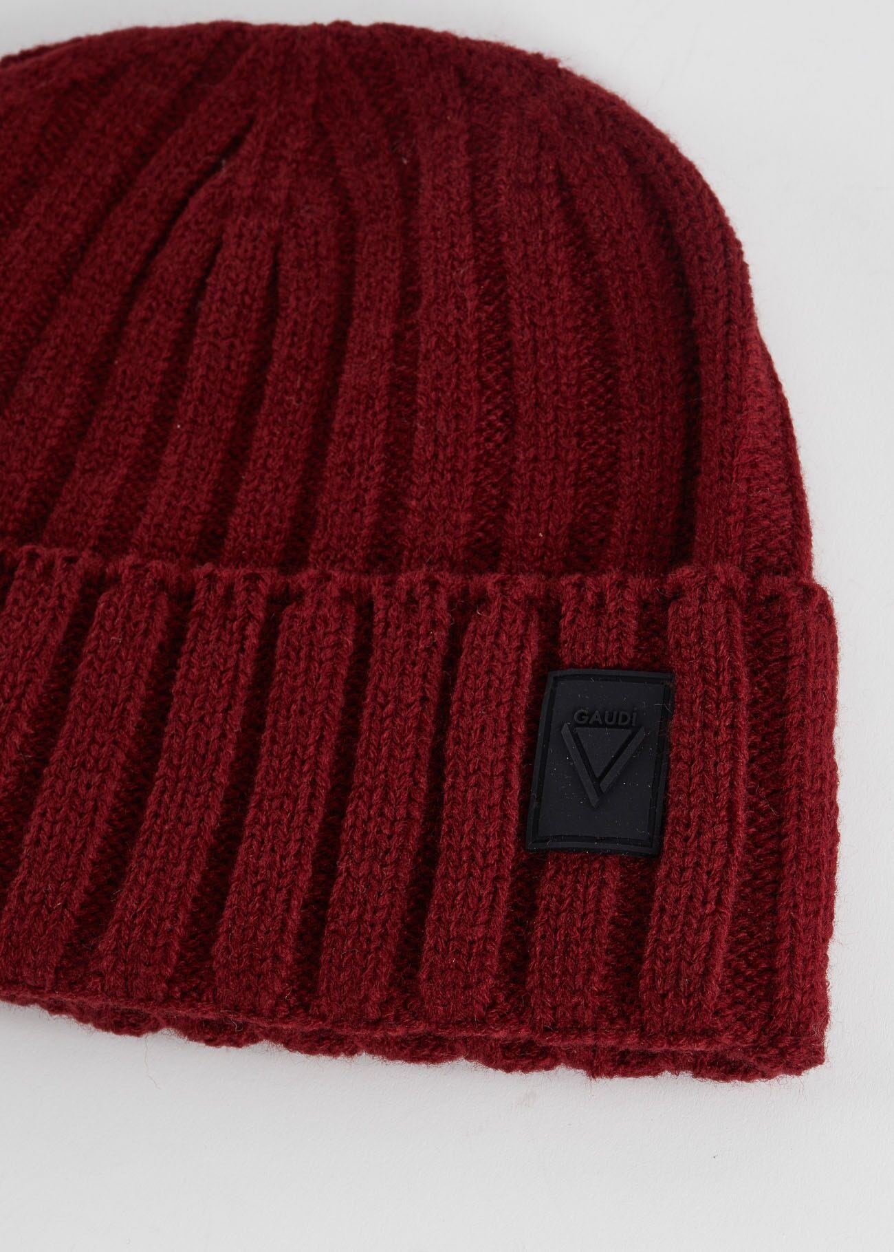 Brown, ribbed beanie hat