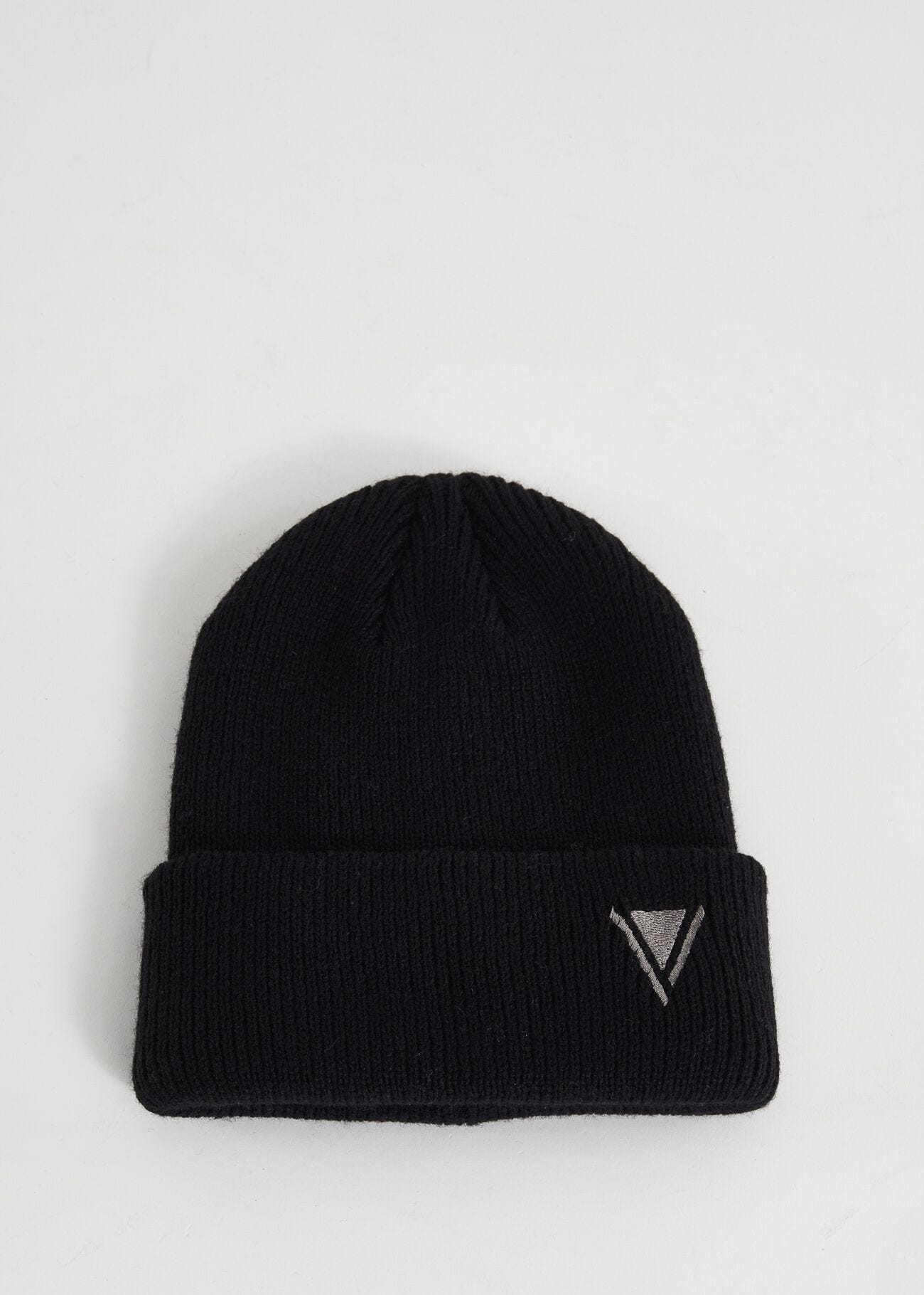 Black knitted beanie hat
