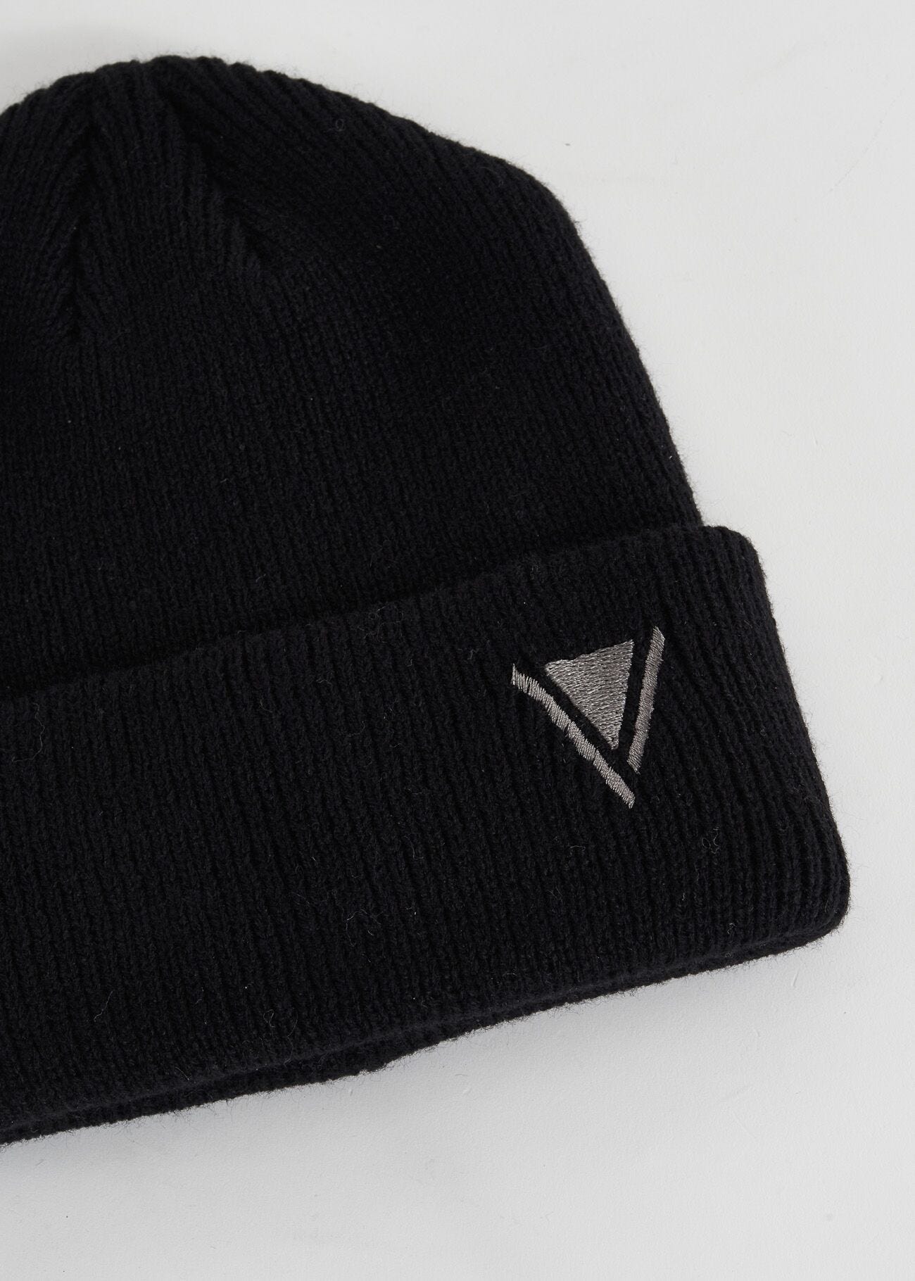 Black knitted beanie hat