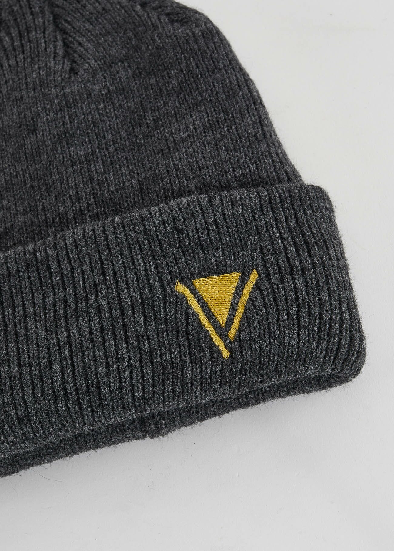 Grey knitted beanie hat