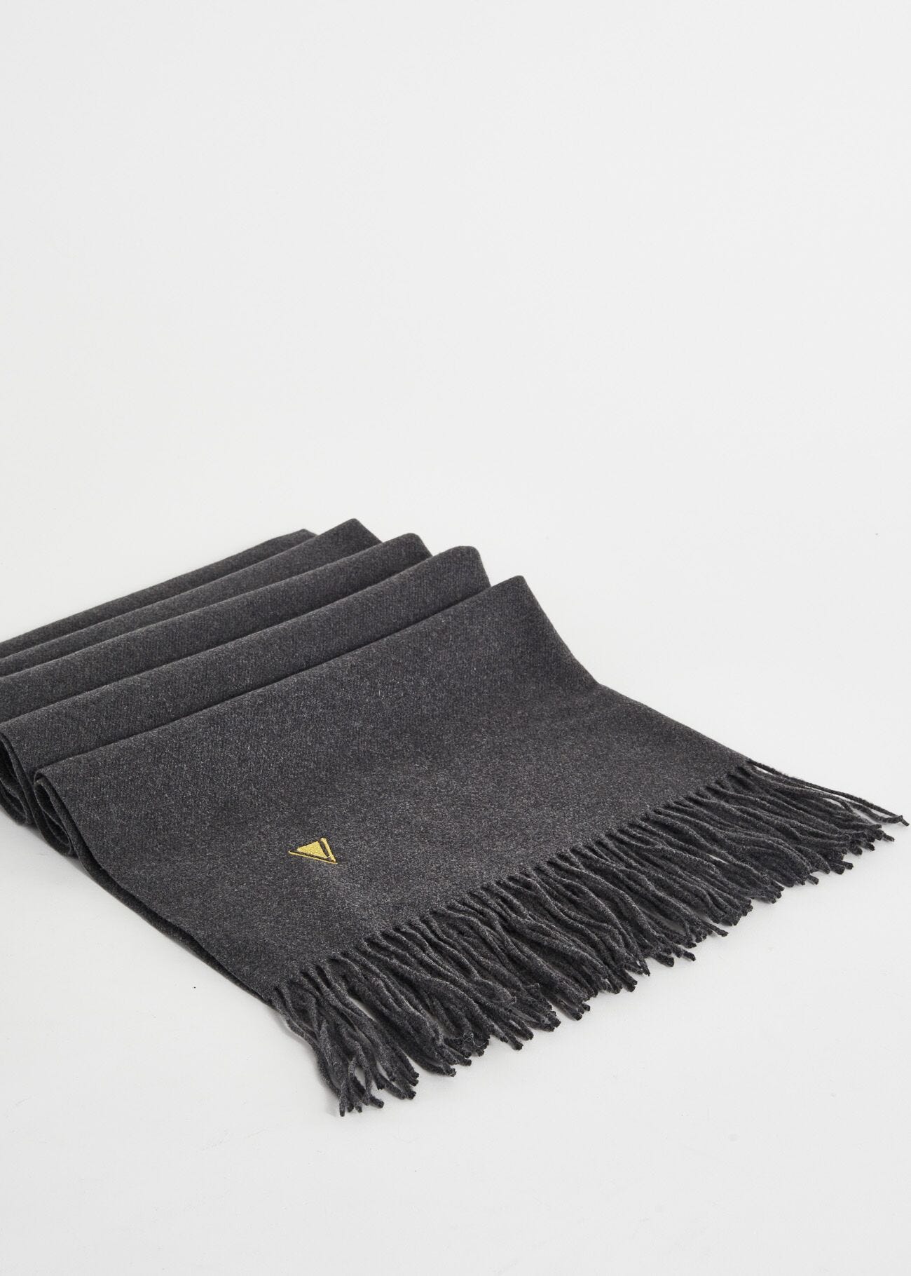 Grey fringed scarf