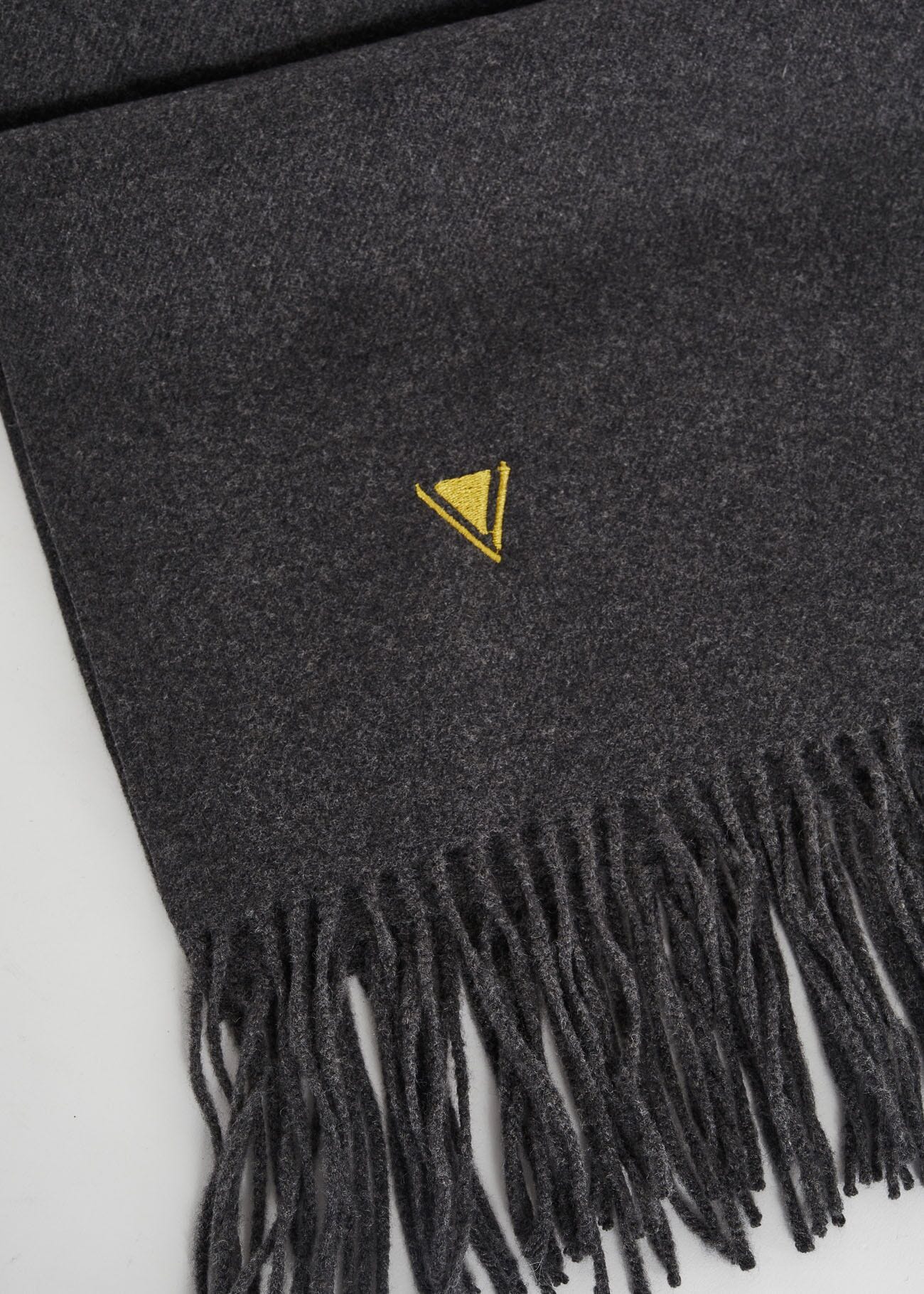 Grey fringed scarf