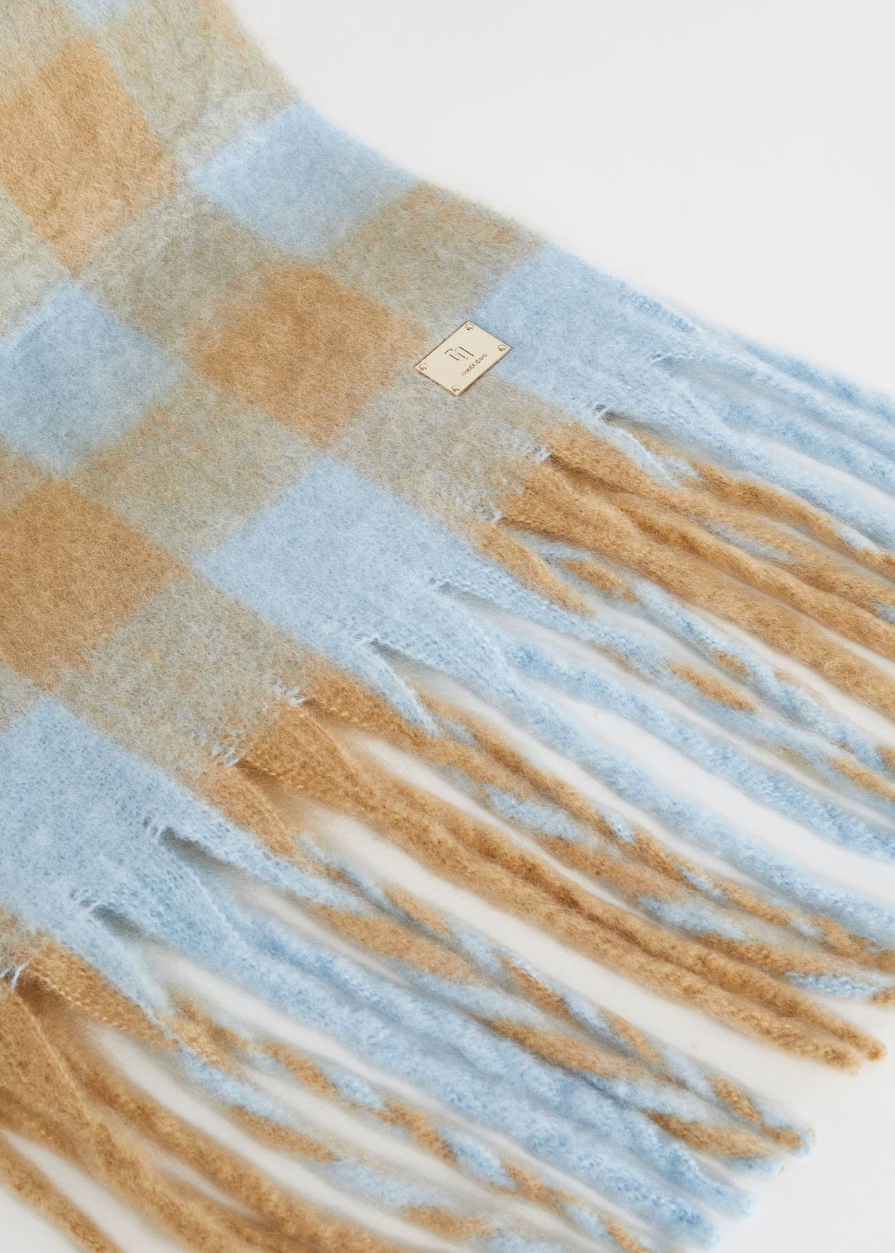 Sciarpa check azzurra e beige