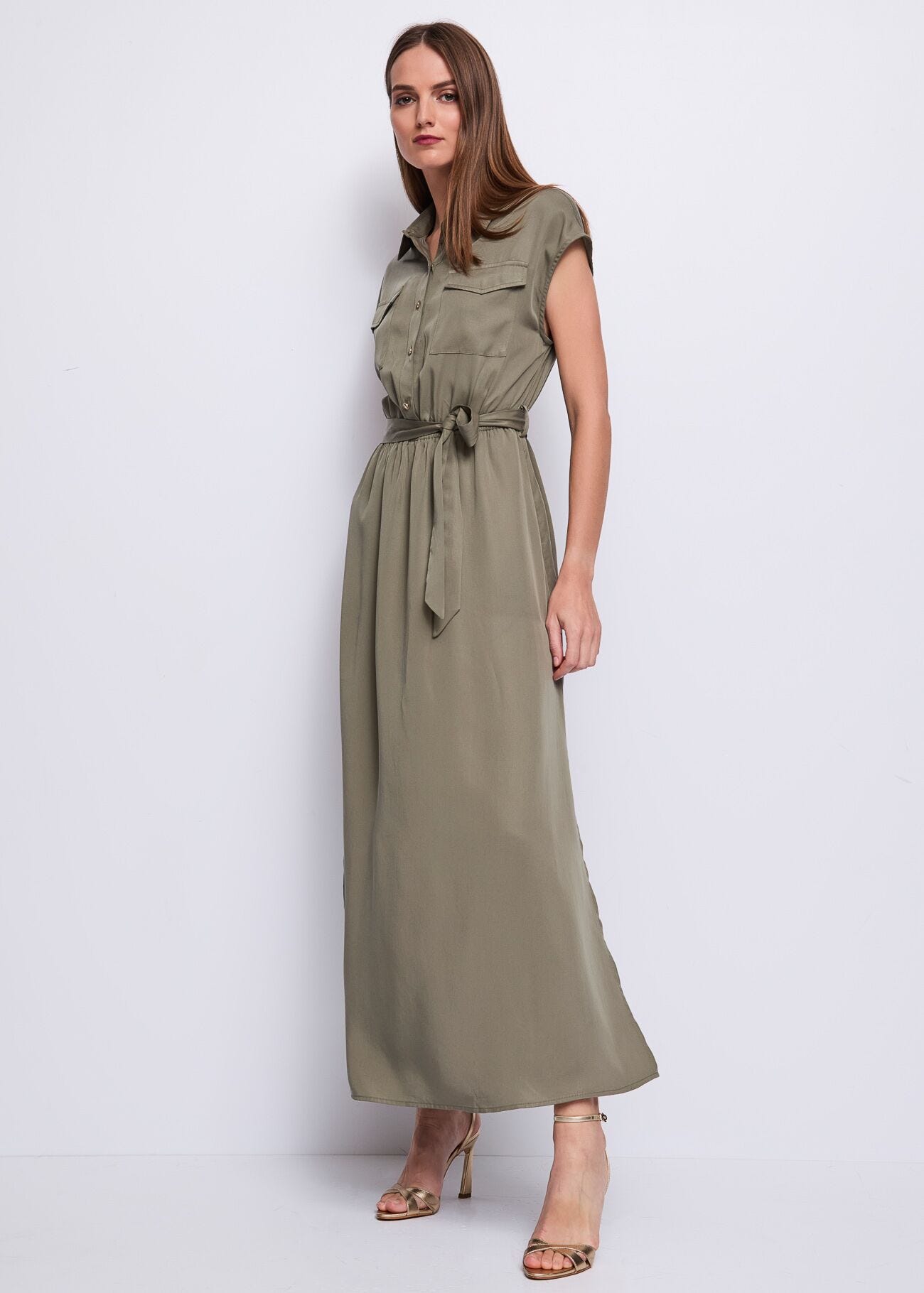 Robe-chemise verte pour femme