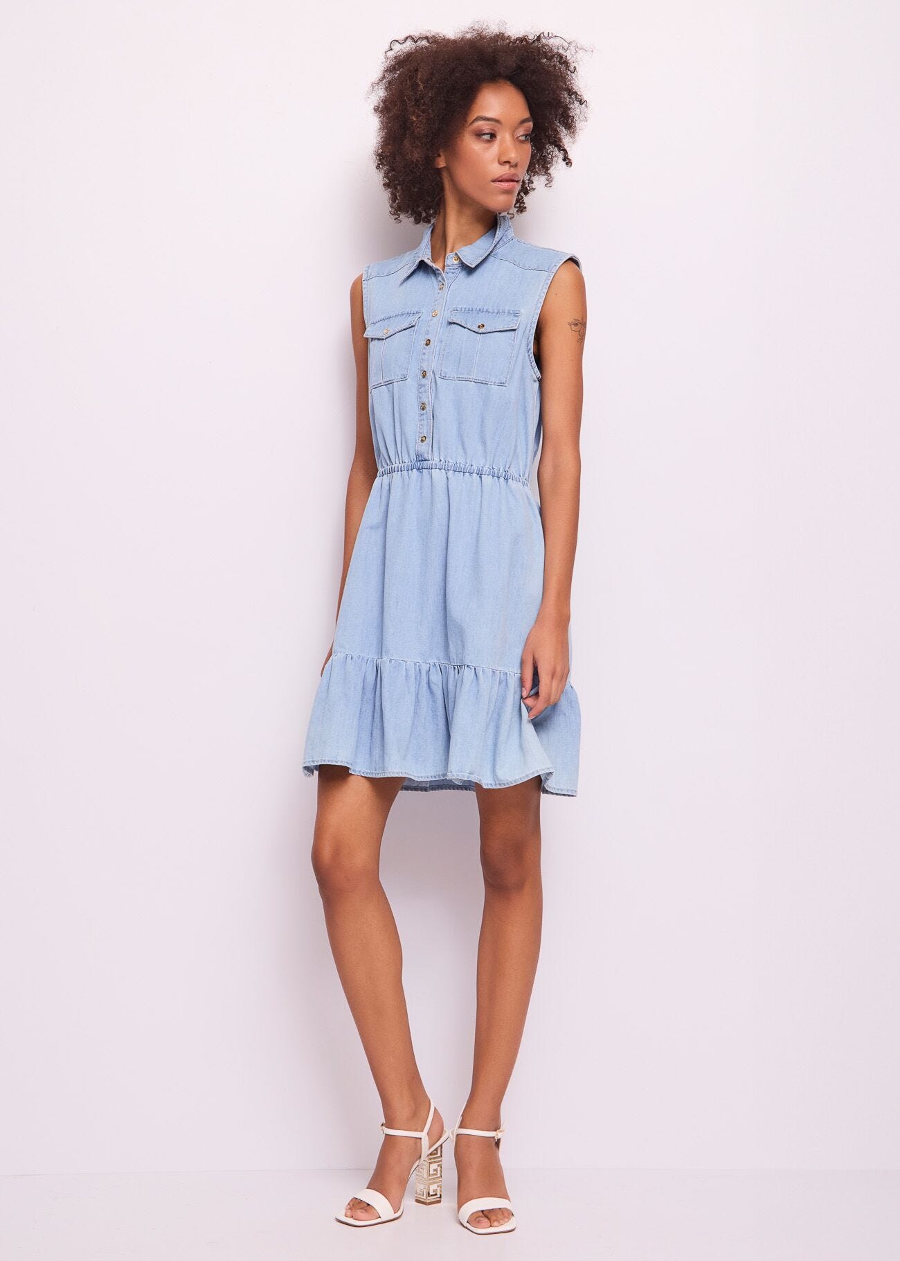 Vestido de mujer en dénim de algodón