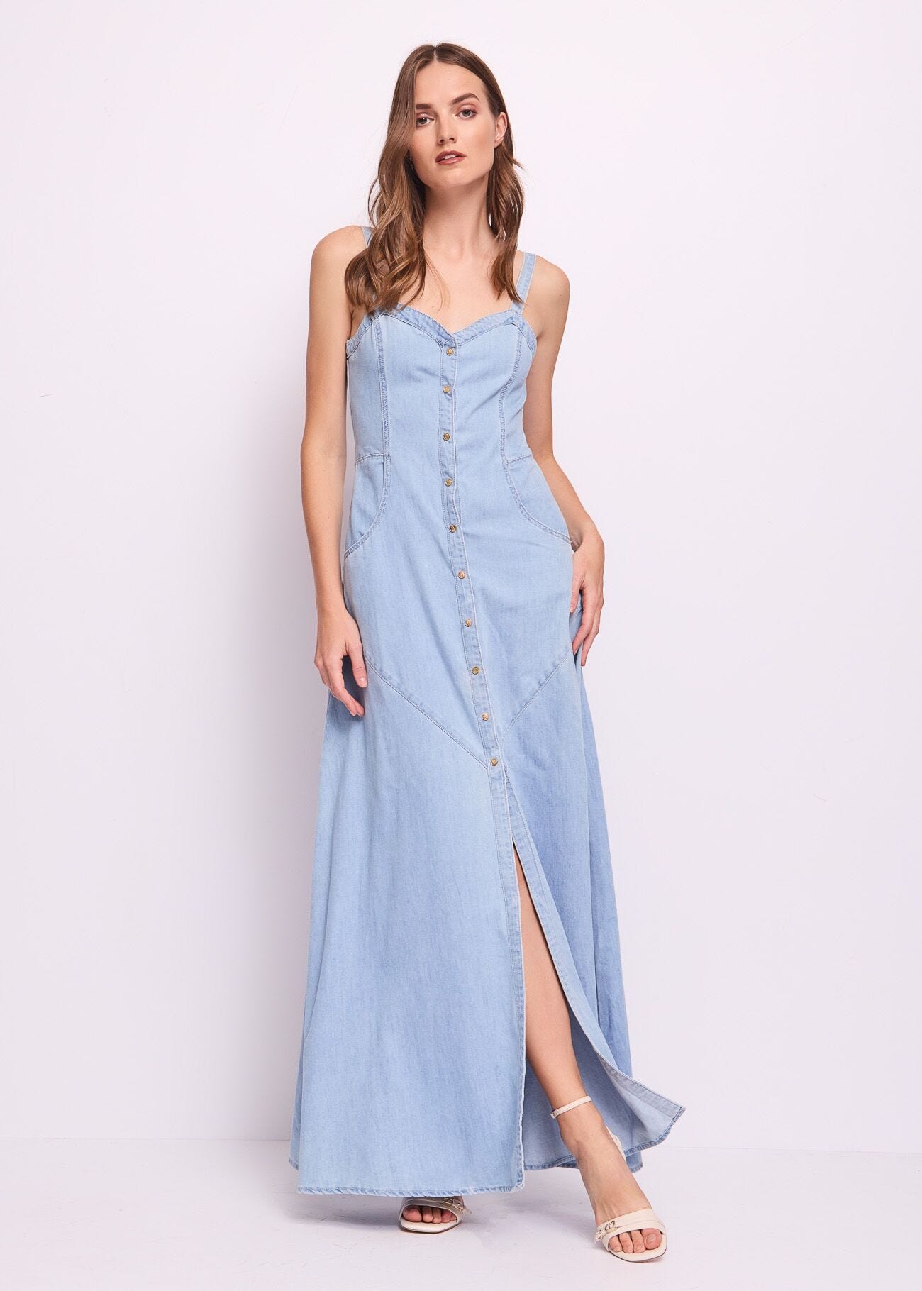 Robe en denim de coton pour femme