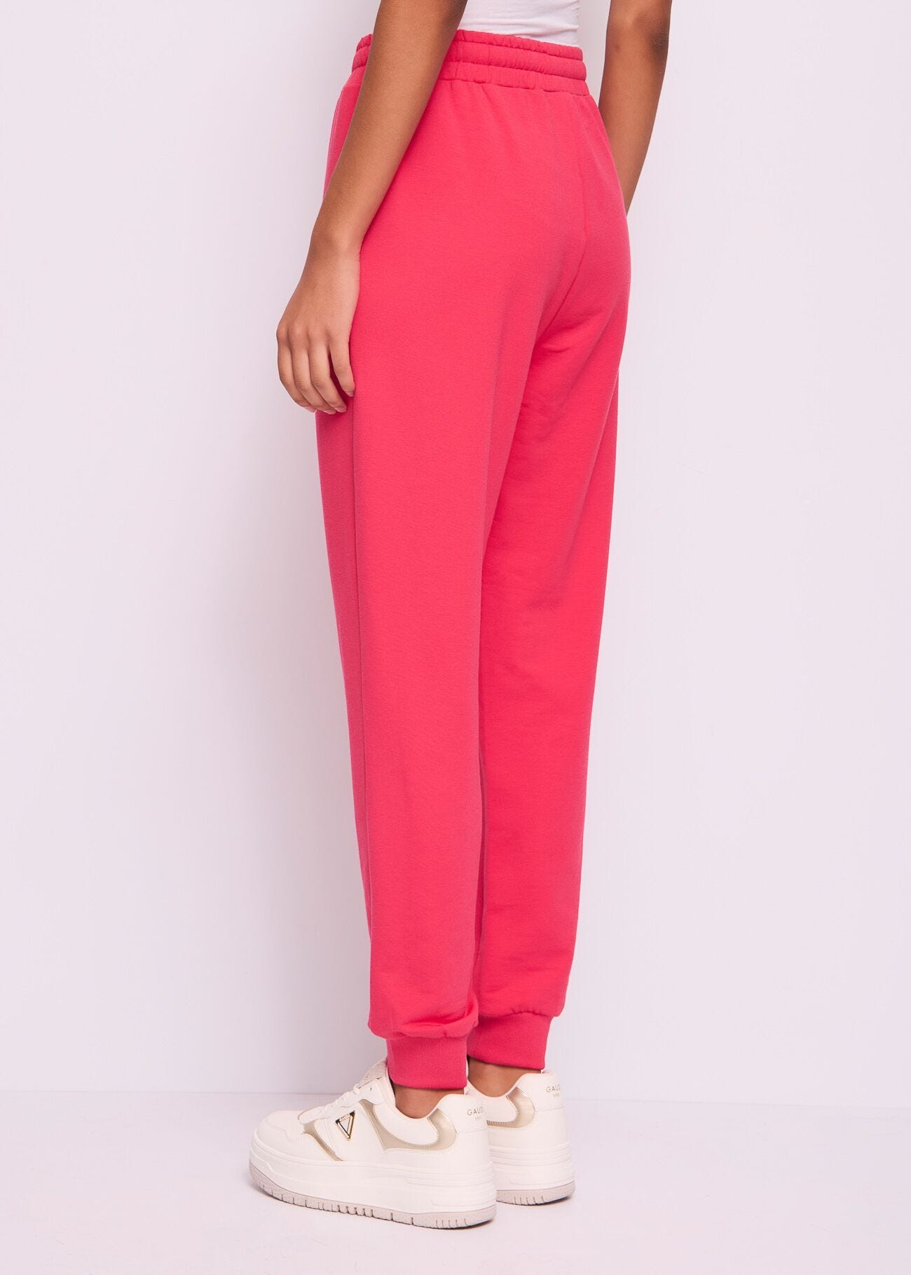 Pantaloni jogging rossi da donna con piega